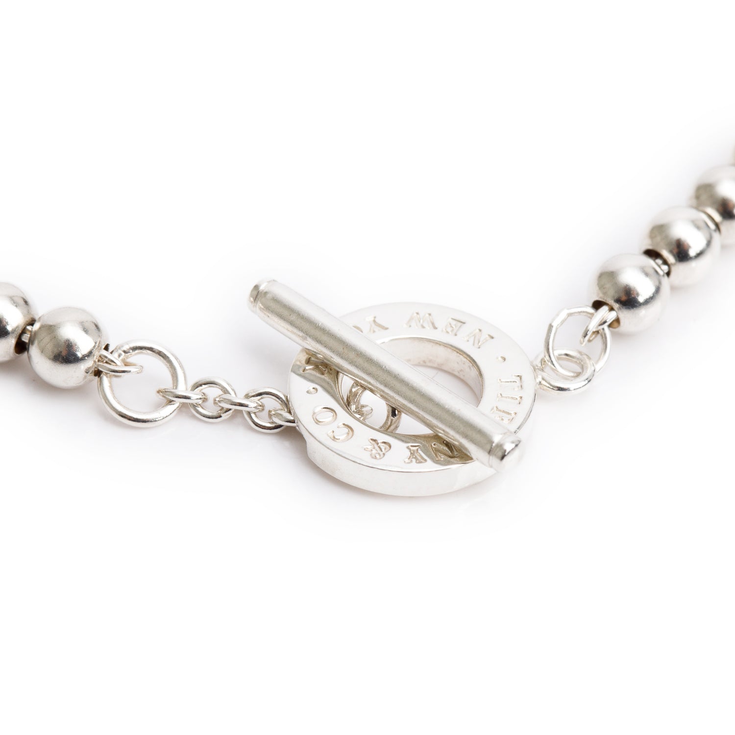 Tiffany & Co. Sterling Silver 4 MM Mini Bead Toggle Bracelet