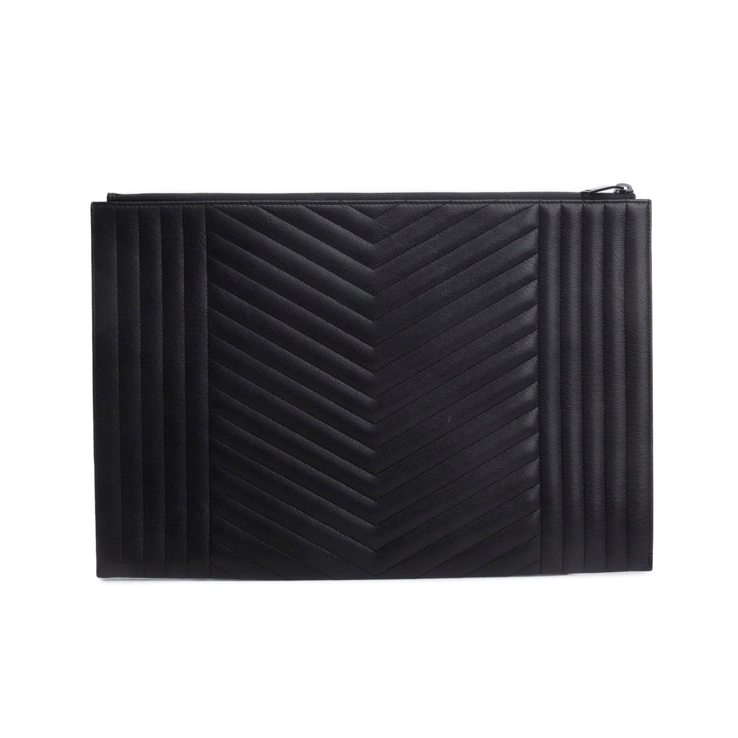 Saint Laurent Black Lambskin Cassandre Matelasse Document Holder w/ Box