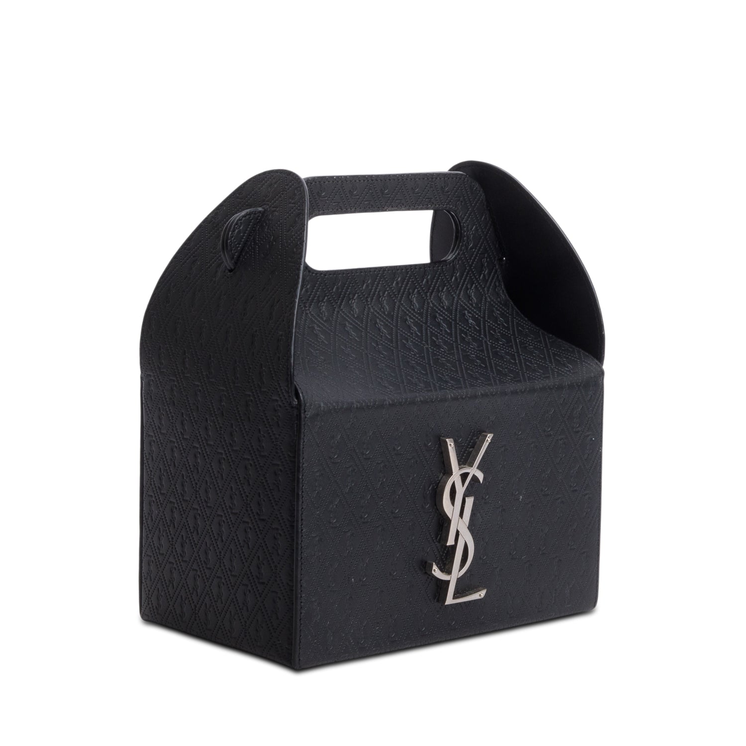 Saint Laurent 2023 Black Calfskin Monogram Take Away Box w/ Box