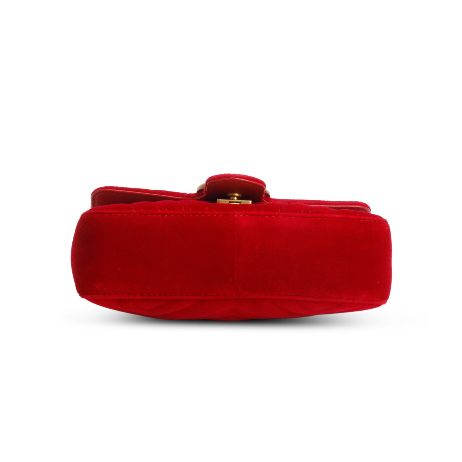 Gucci Red Velvet Matelasse Small GG Marmont Shoulder Bag w/ Box