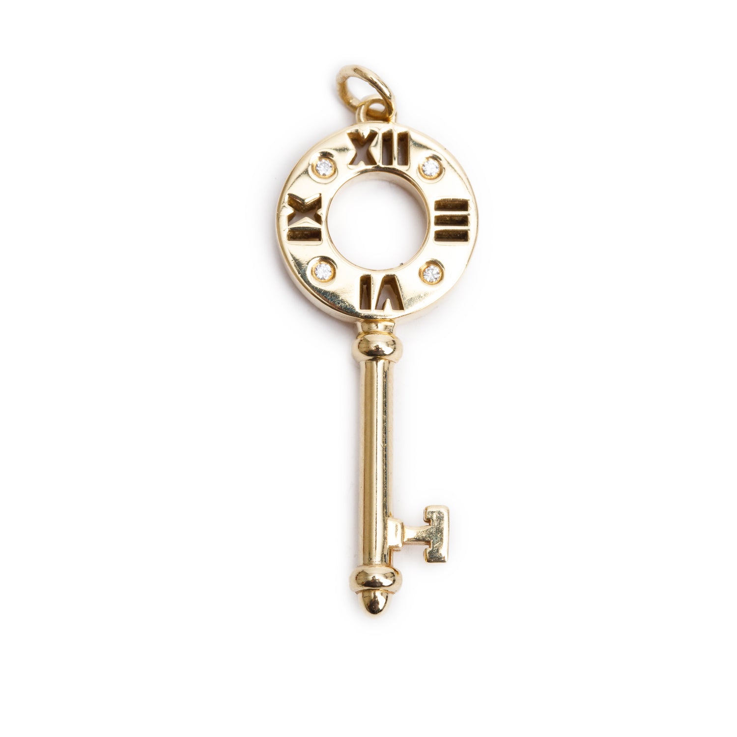 Tiffany & Co. 18k Yellow Gold Diamond Atlas Pierced Key Pendant