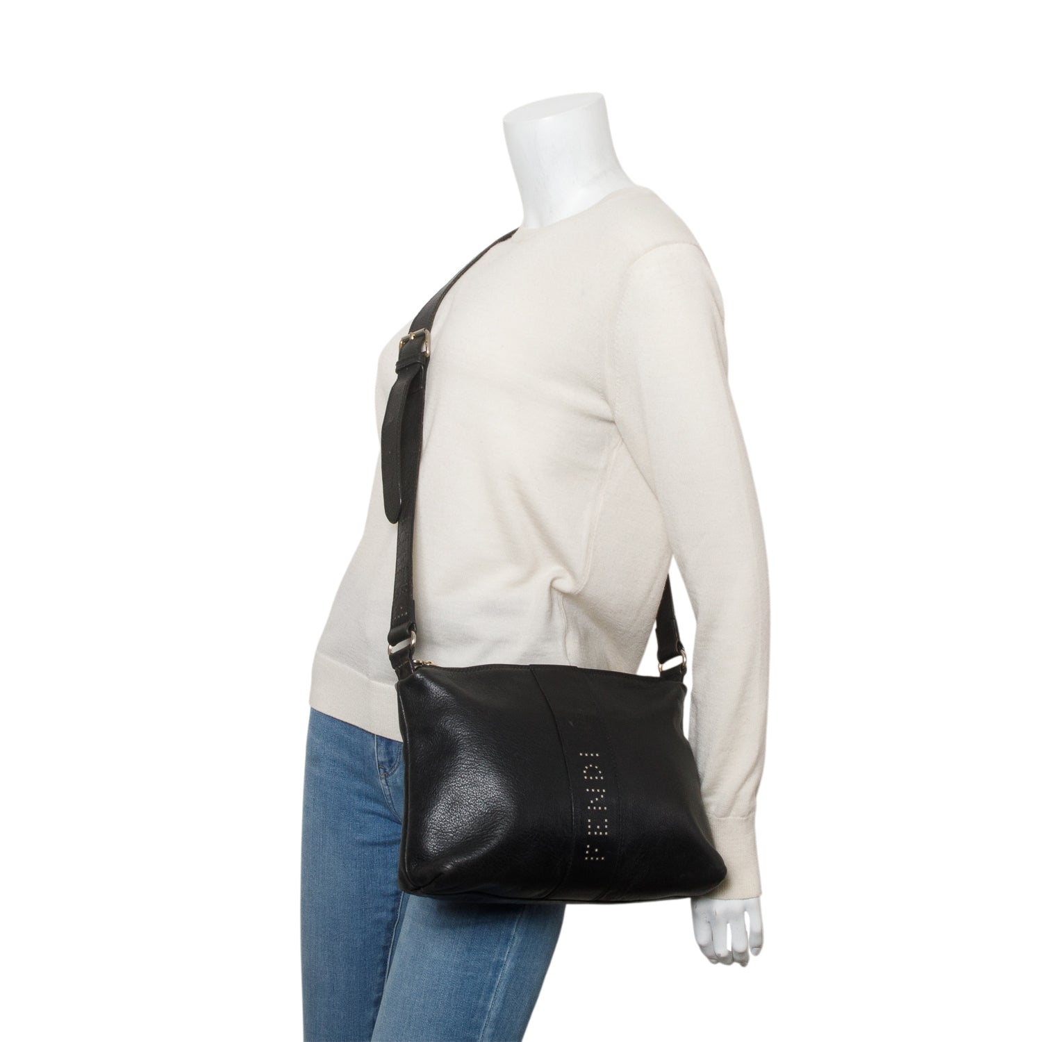 Fendi Vintage Black Leather Crossbody Bag