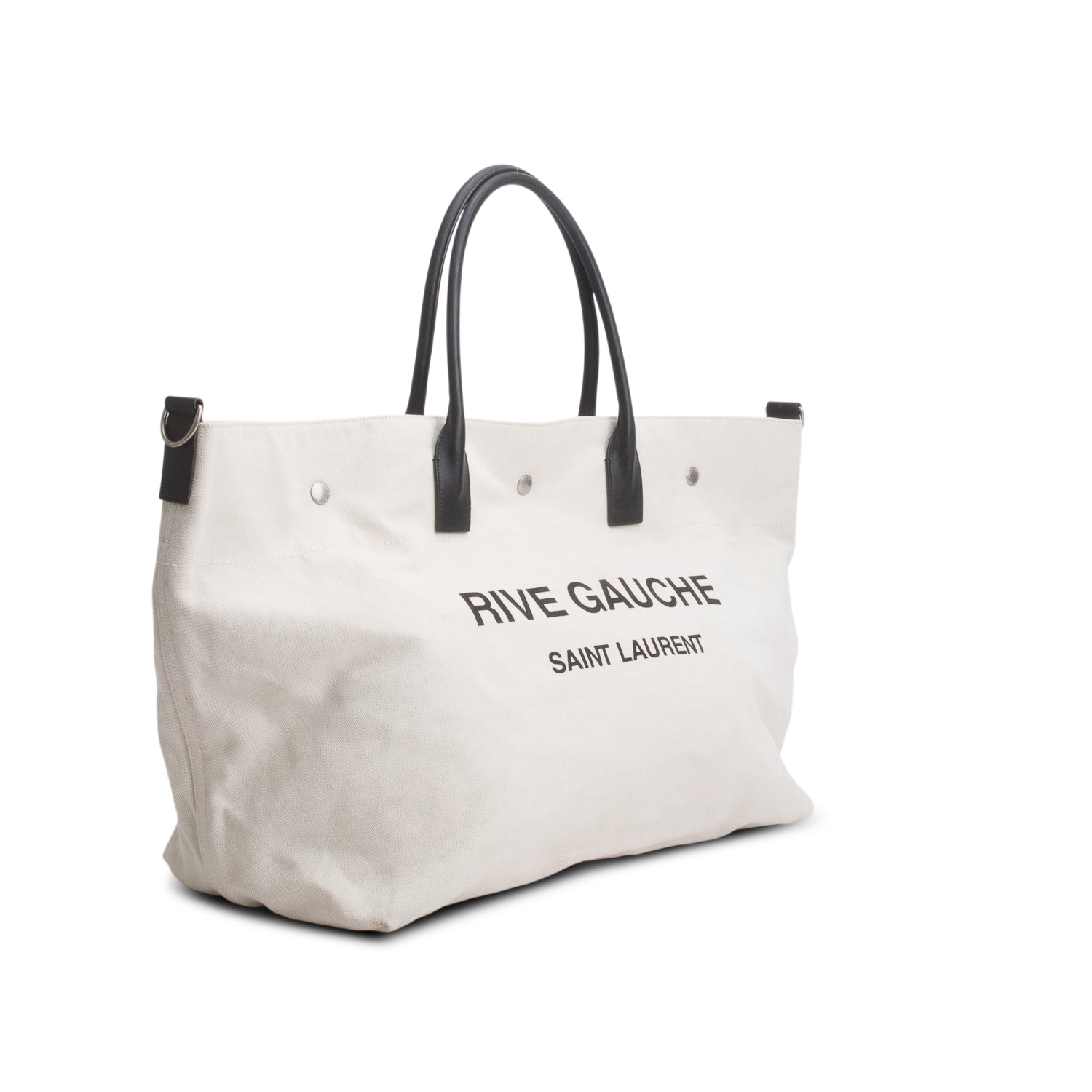 Saint Laurent 2021 Beige Linen Calfskin Rive Gauche Maxi Tote