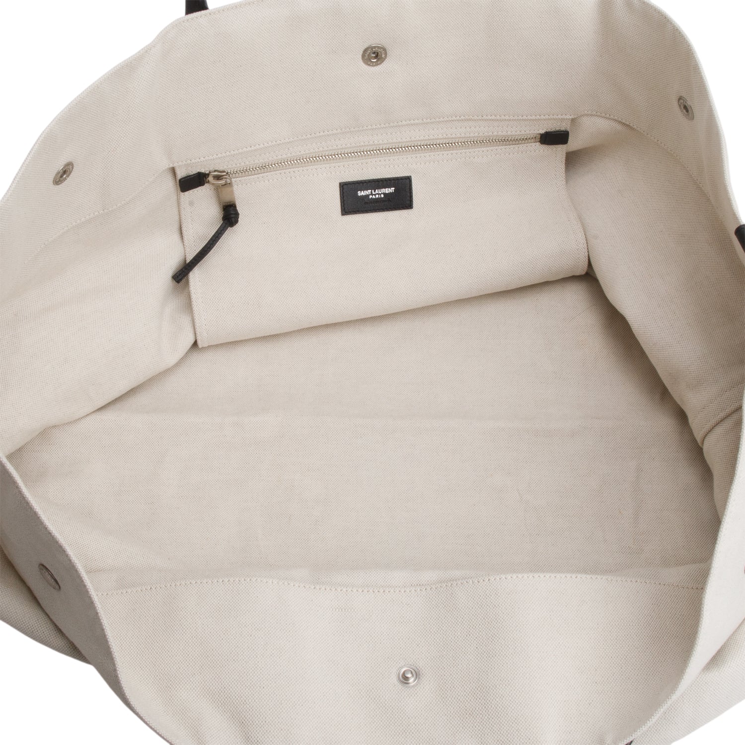 Saint Laurent 2021 Beige Linen Calfskin Rive Gauche Maxi Tote
