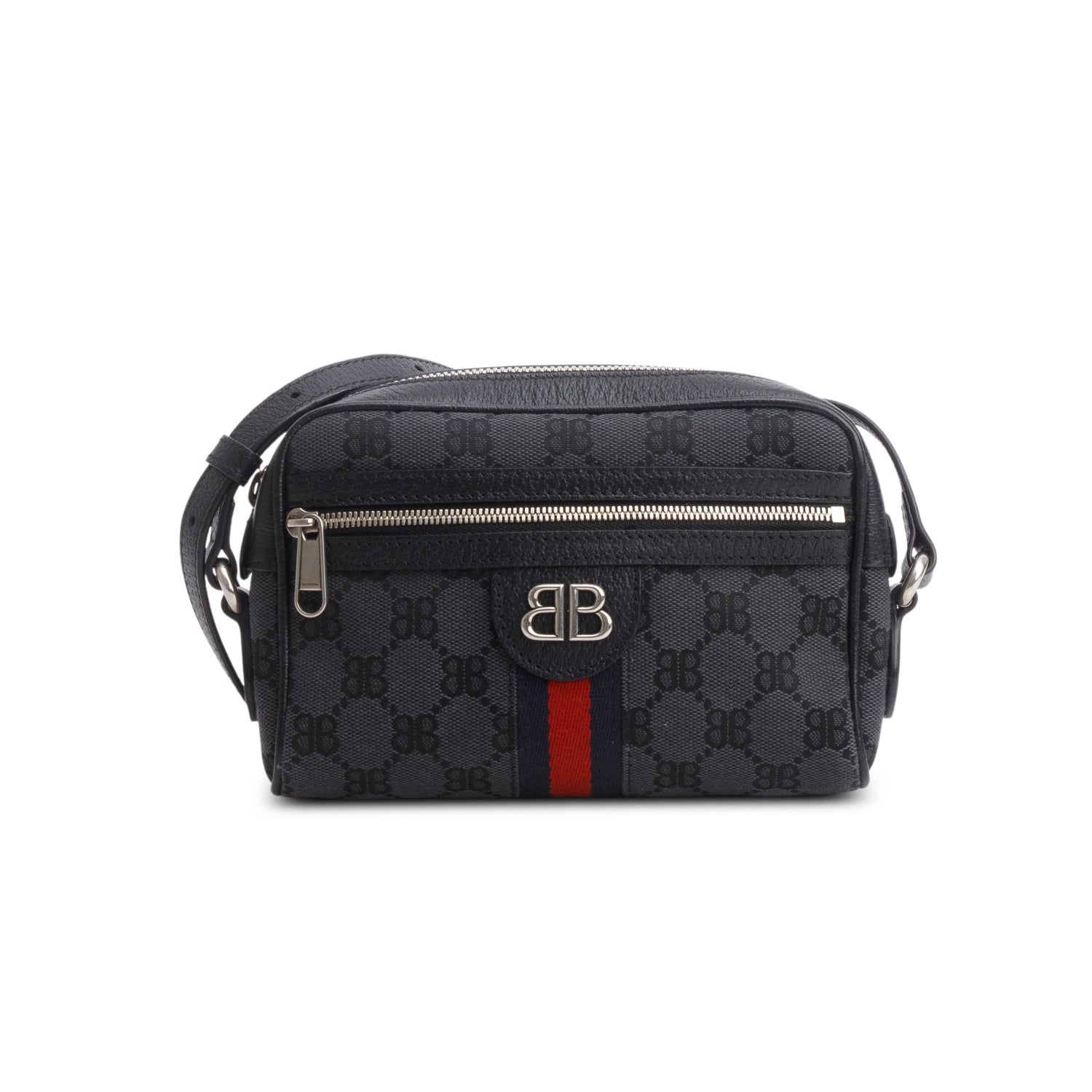 Gucci X Balenciaga The Hacker Project Black BB Canvas Web Mini Camera Bag