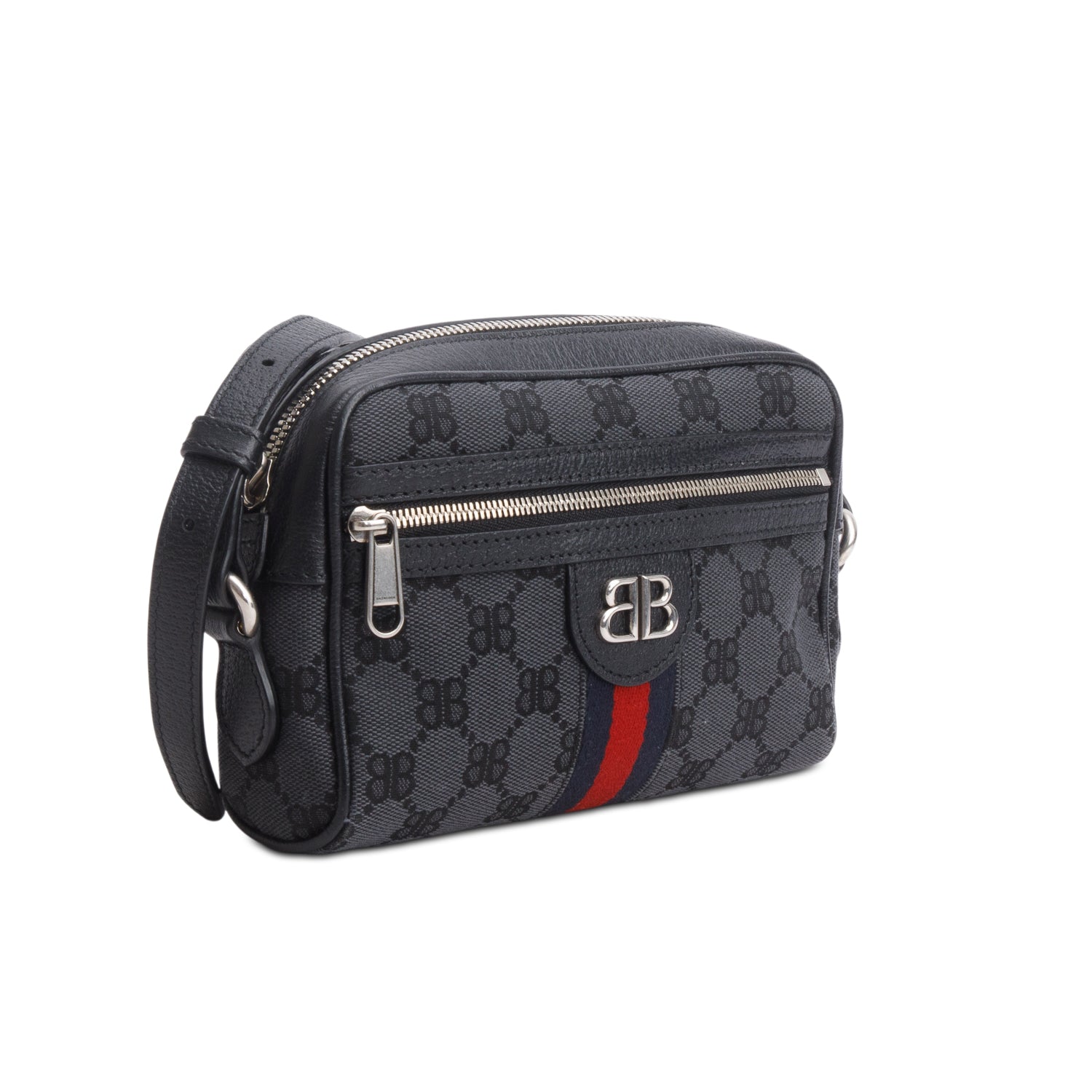 Gucci X Balenciaga The Hacker Project Black BB Canvas Web Mini Camera Bag