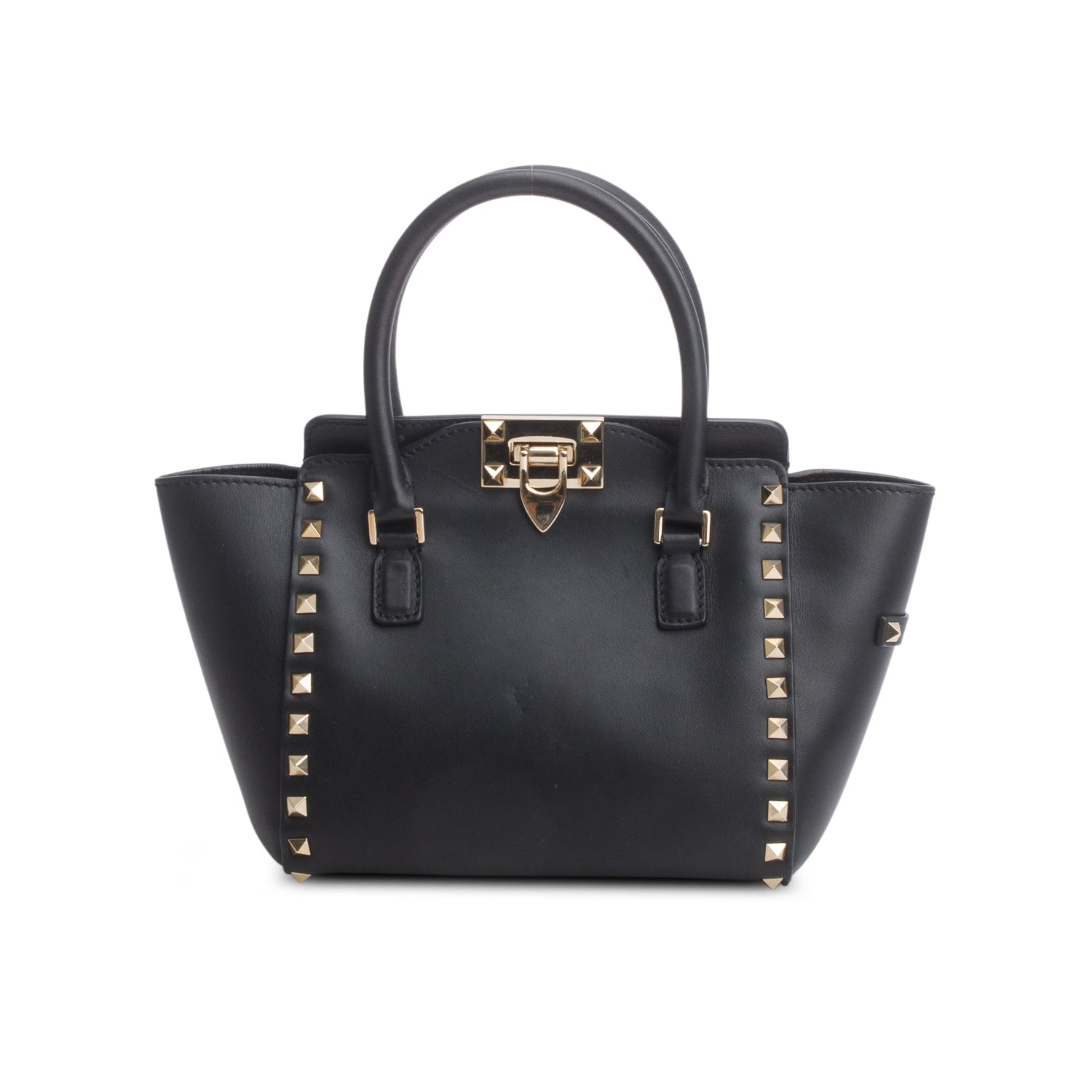 Valentino Black Vitello Mini Rockstud Tote w/ Strap