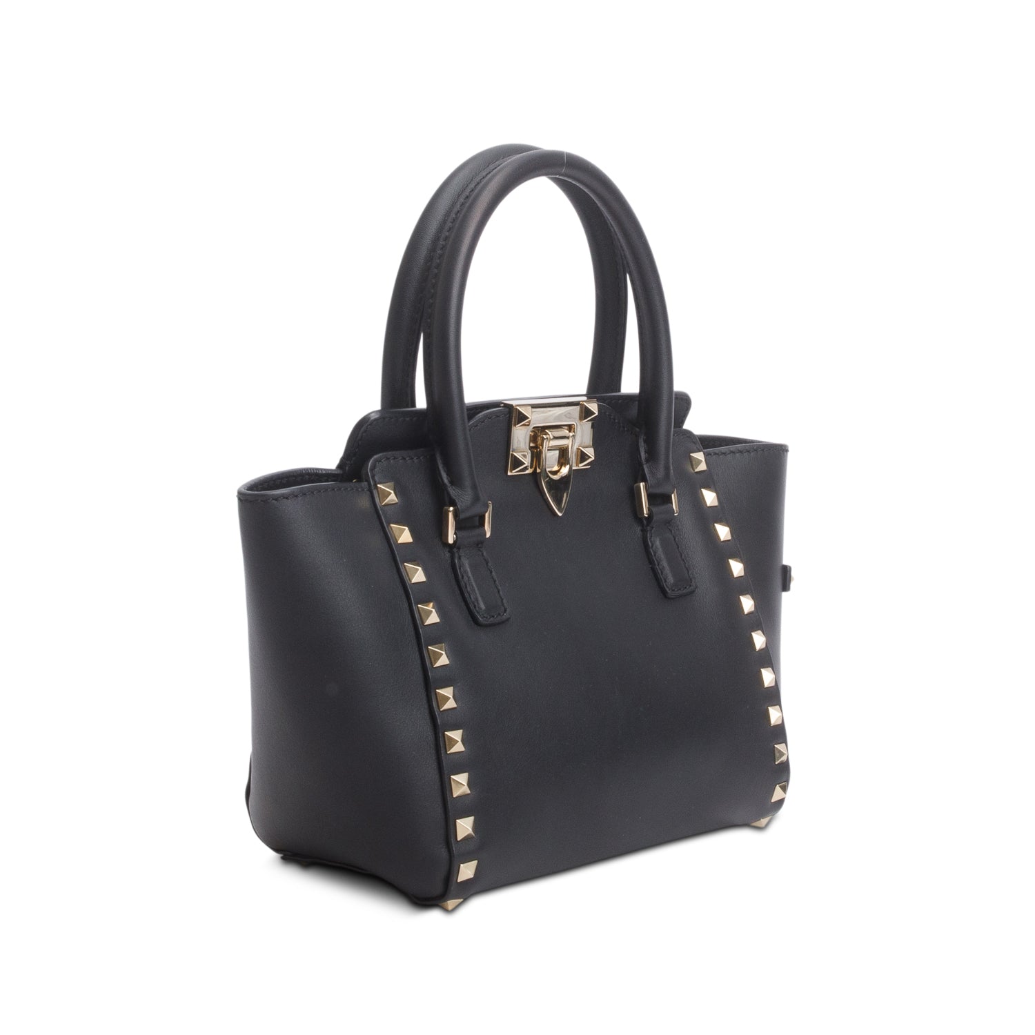 Valentino Black Vitello Mini Rockstud Tote w/ Strap