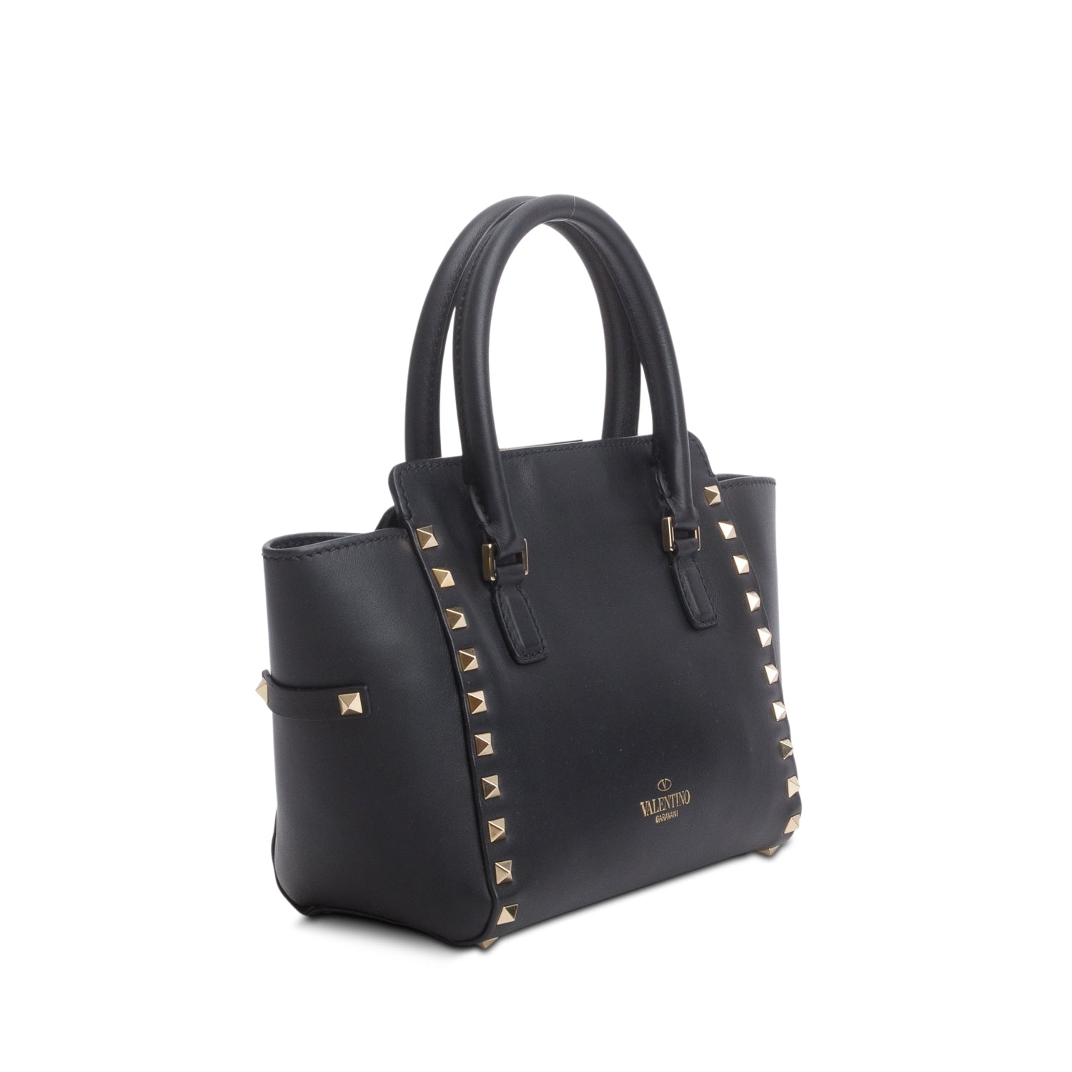 Valentino Black Vitello Mini Rockstud Tote w/ Strap