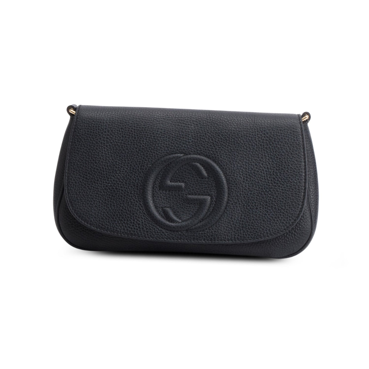 Gucci Black Pebbled Calfskin Medium Soho Chain Crossbody Bag w/ Box