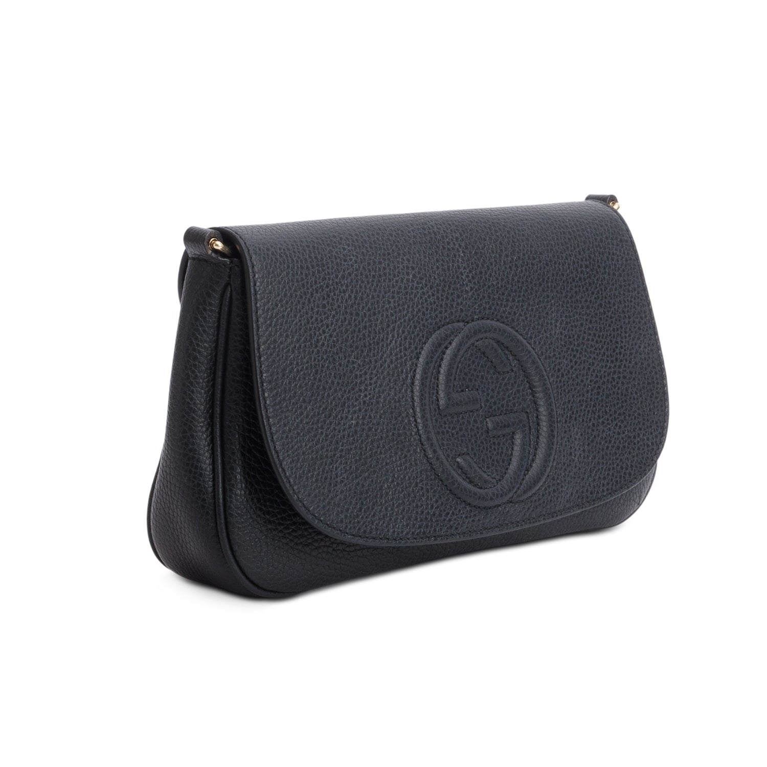 Gucci Black Pebbled Calfskin Medium Soho Chain Crossbody Bag w/ Box