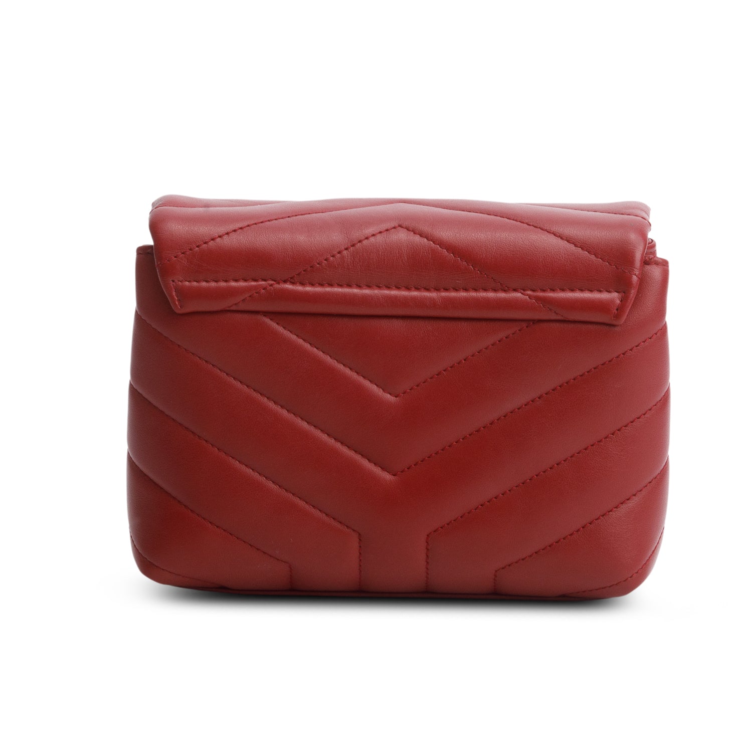 Saint Laurent 2021 Red Calfskin Y Quilted Monogram Toy Loulou Crossbody Bag w/ Box