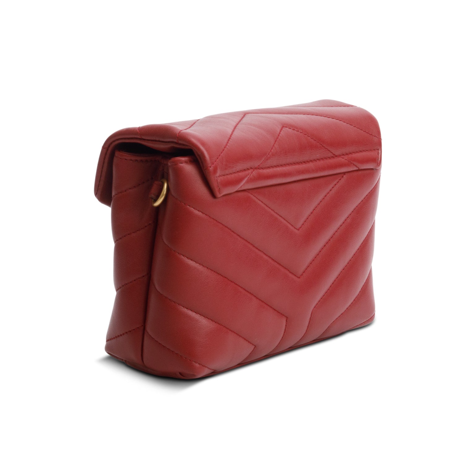 Saint Laurent 2021 Red Calfskin Y Quilted Monogram Toy Loulou Crossbody Bag w/ Box