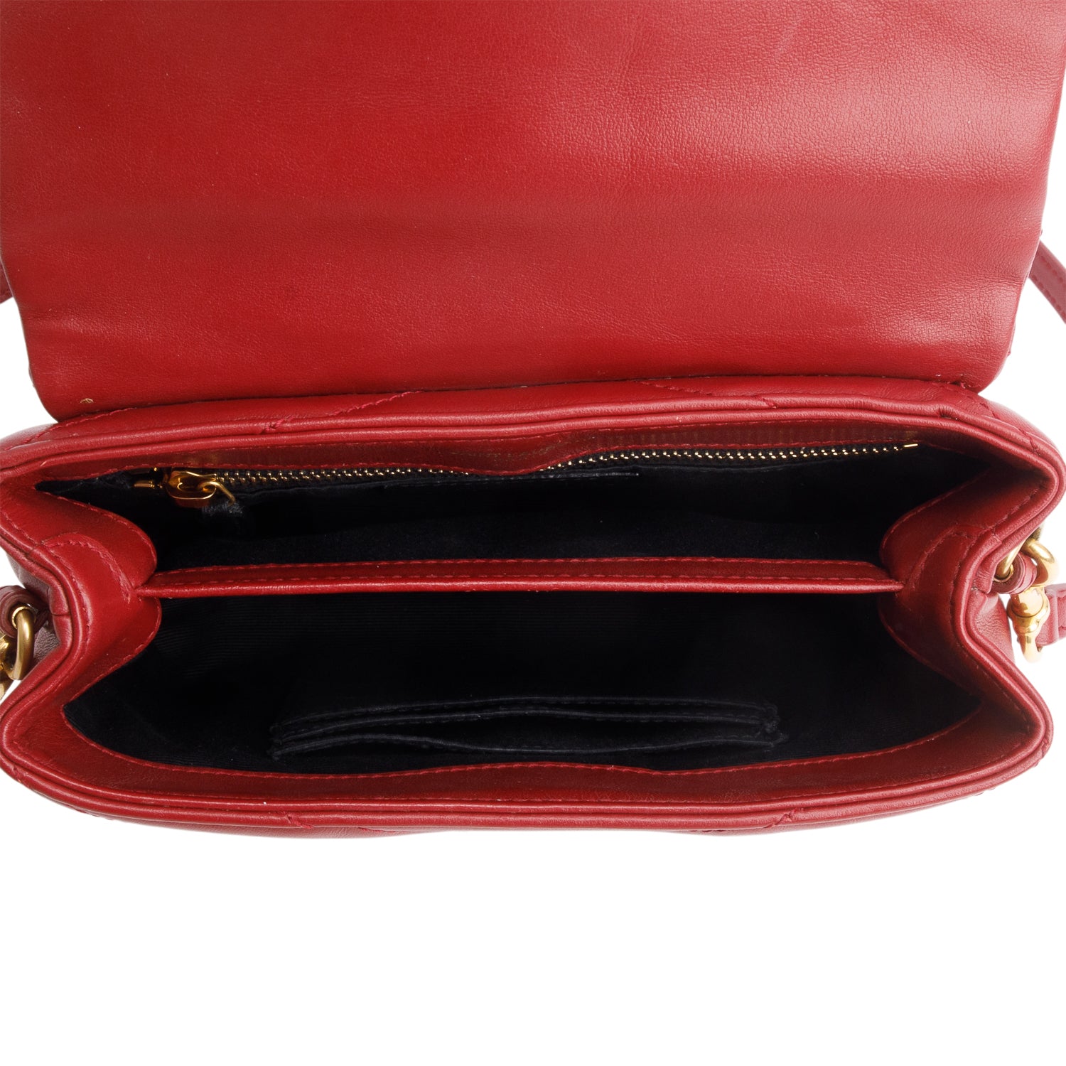 Saint Laurent 2021 Red Calfskin Y Quilted Monogram Toy Loulou Crossbody Bag w/ Box