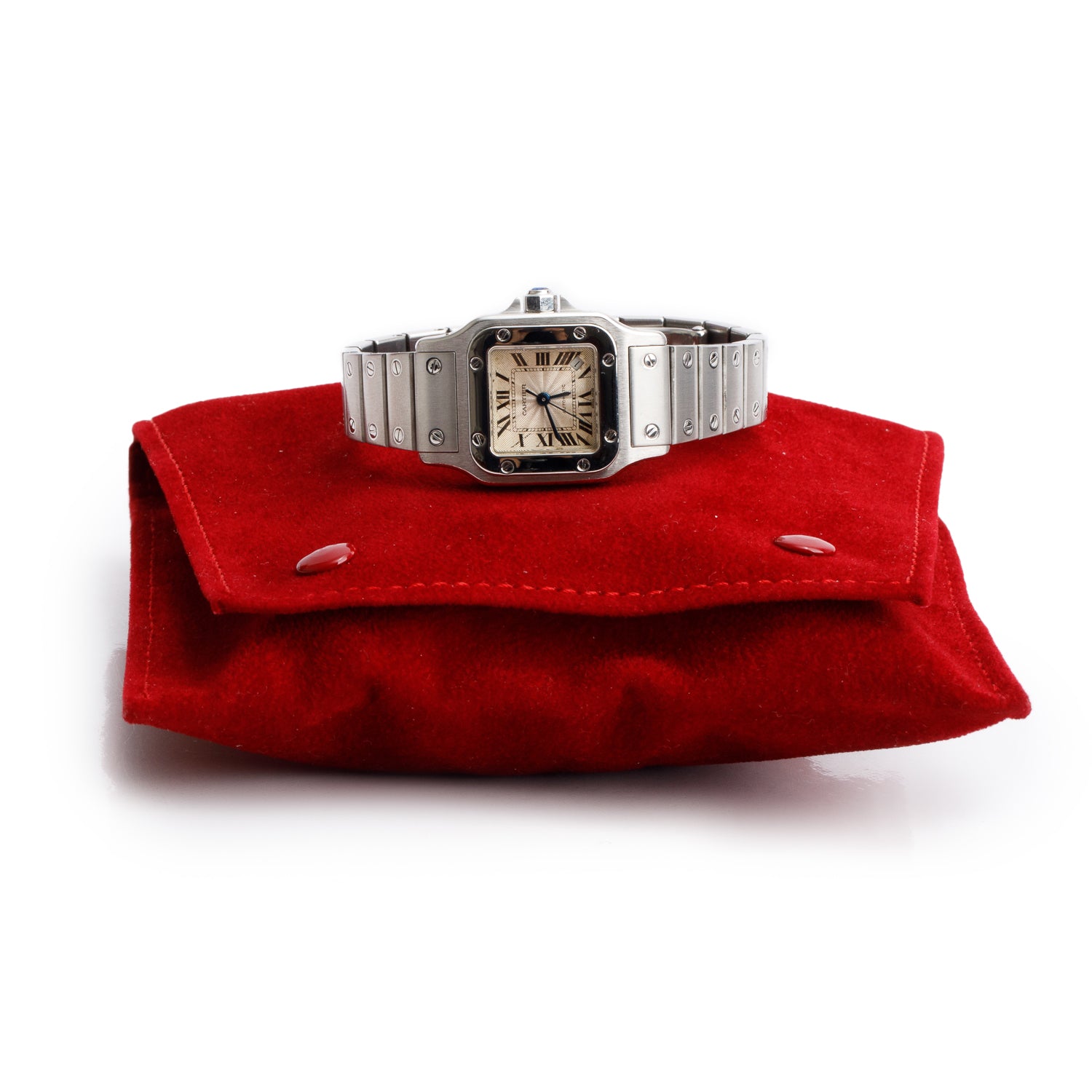 Cartier Stainless Steel Santos de Cartier Galbee Automatic Watch, Small Model Silver Dial 2423
