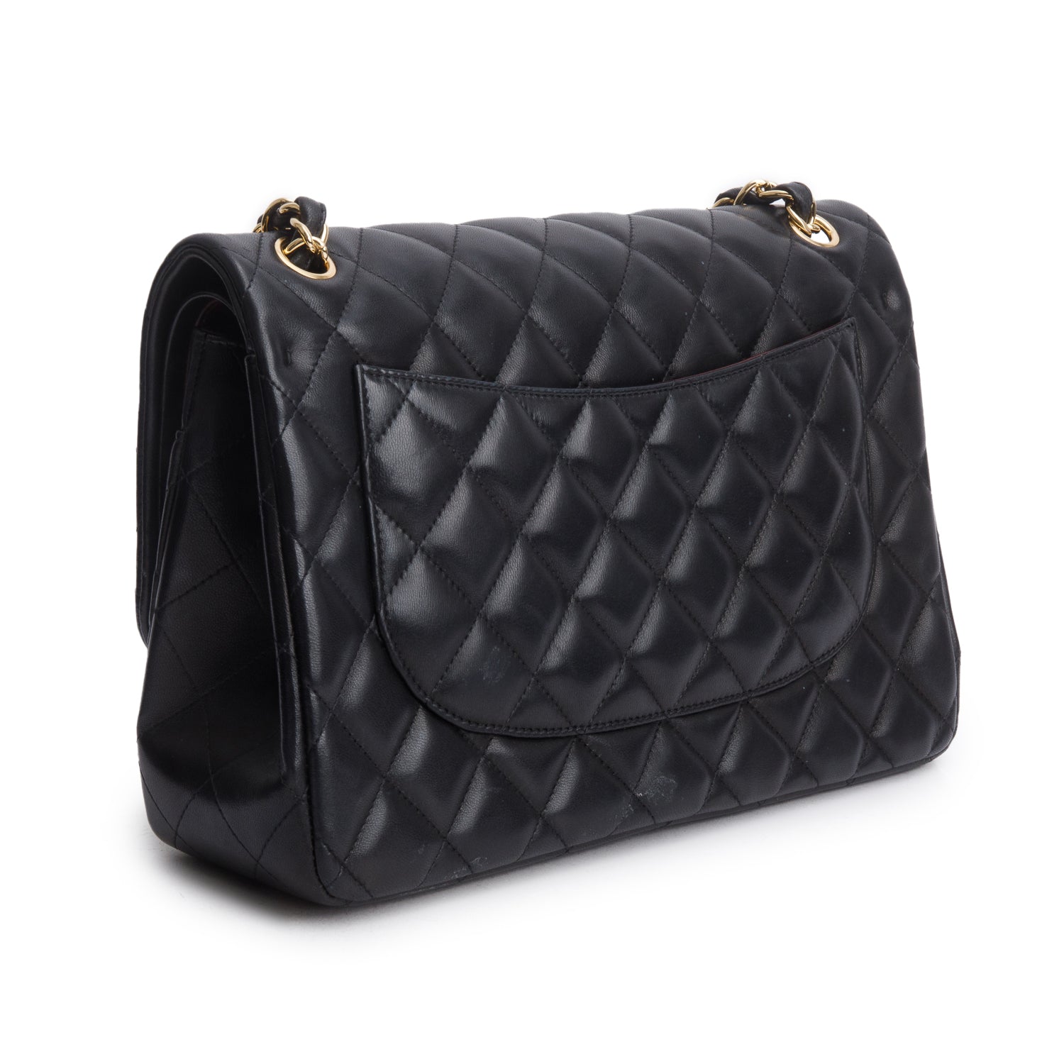 Chanel Black Quilted Lambskin Leather Classic Jumbo Double Flap Bag