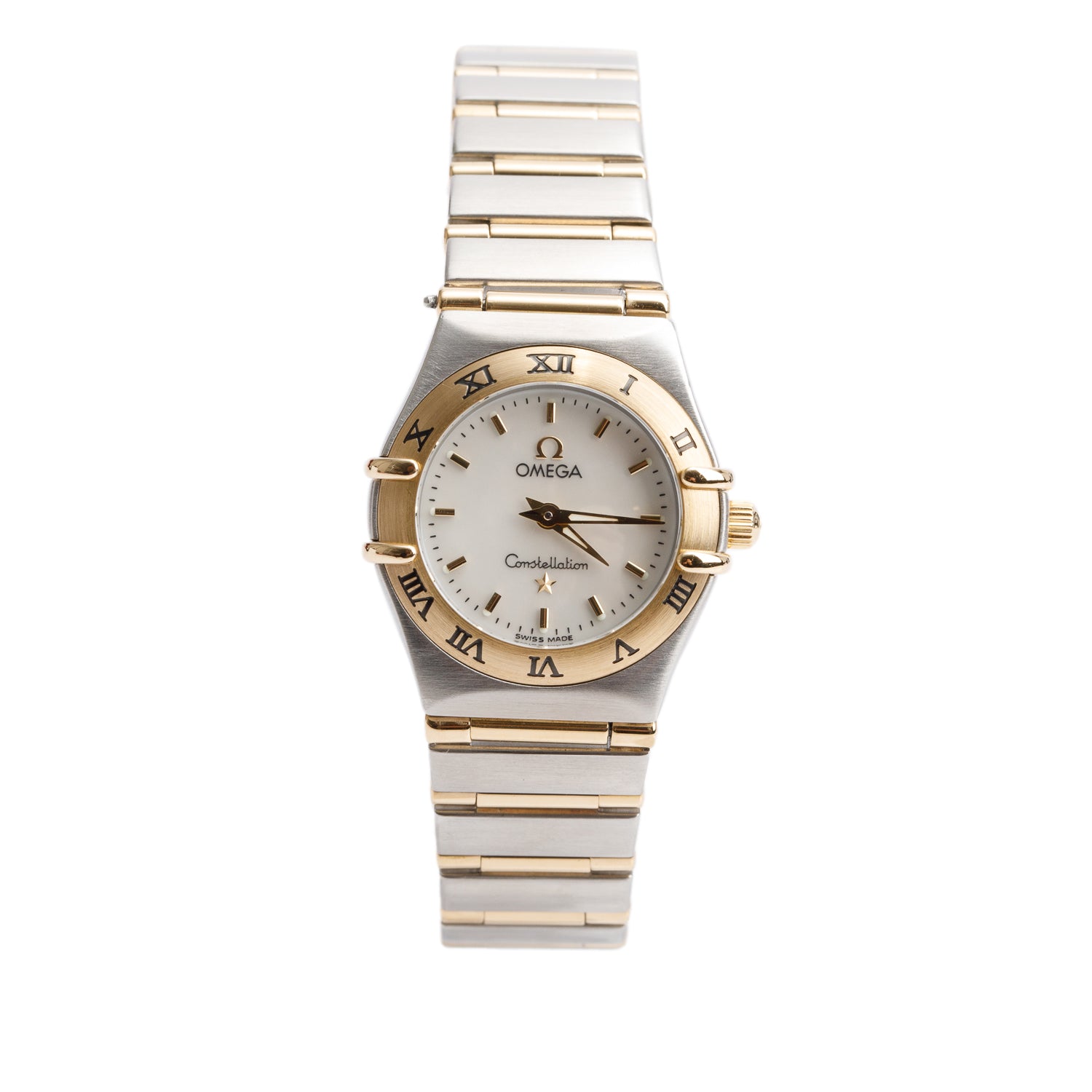 Omega Stainless Steel & 18k Yellow Gold Constellation 22.5 MM Quartz Watch Mother of Pearl Dial w/ Papers