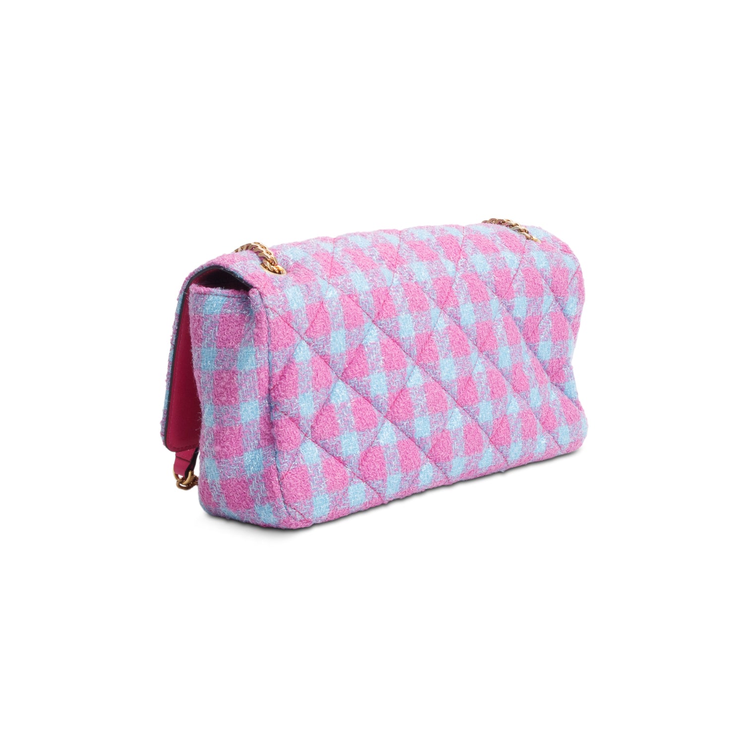 Versace Blue/Purple Tweed Quilted La Medusa Shoulder Bag w/ Box