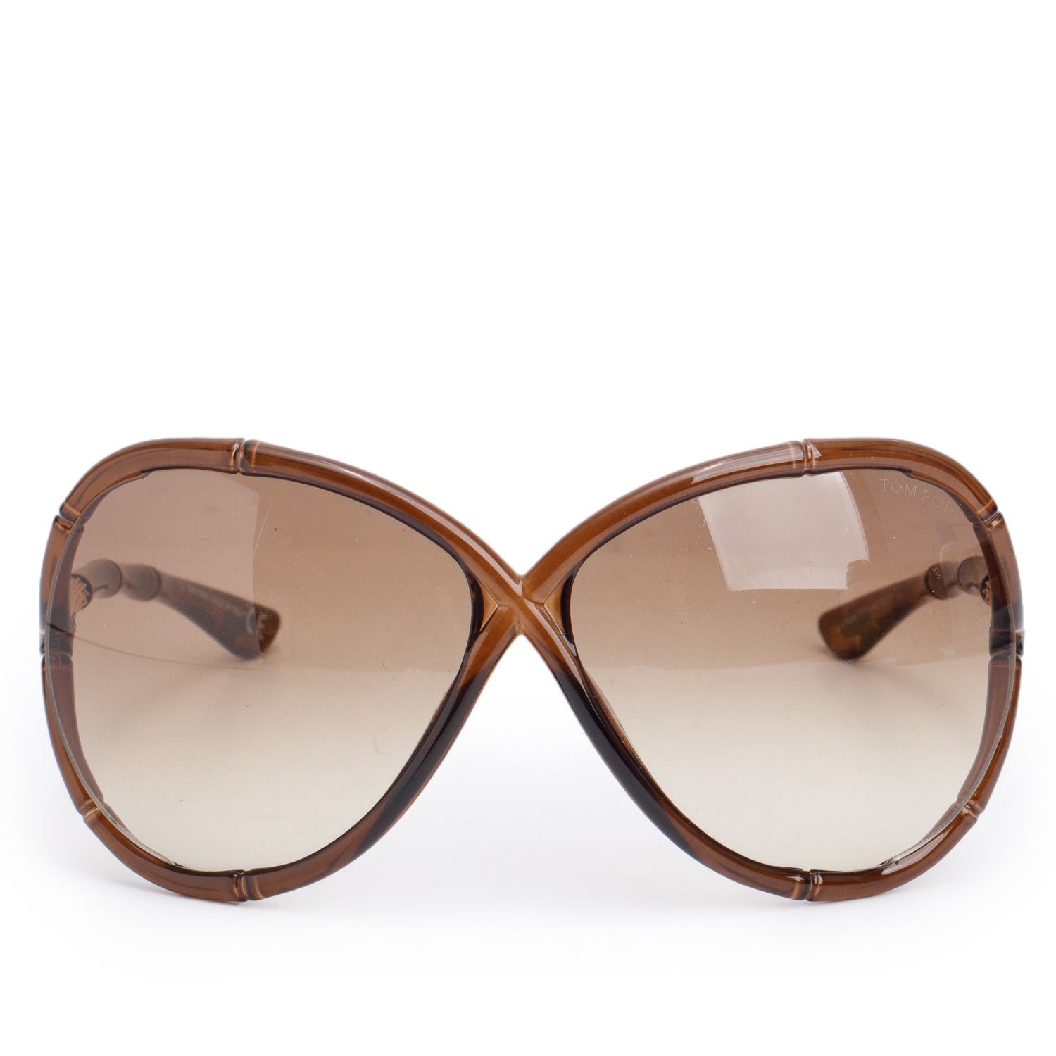 Tom Ford TF74 Brown Acetate Simone Bamboo Oversized Sunglasses w/ Case