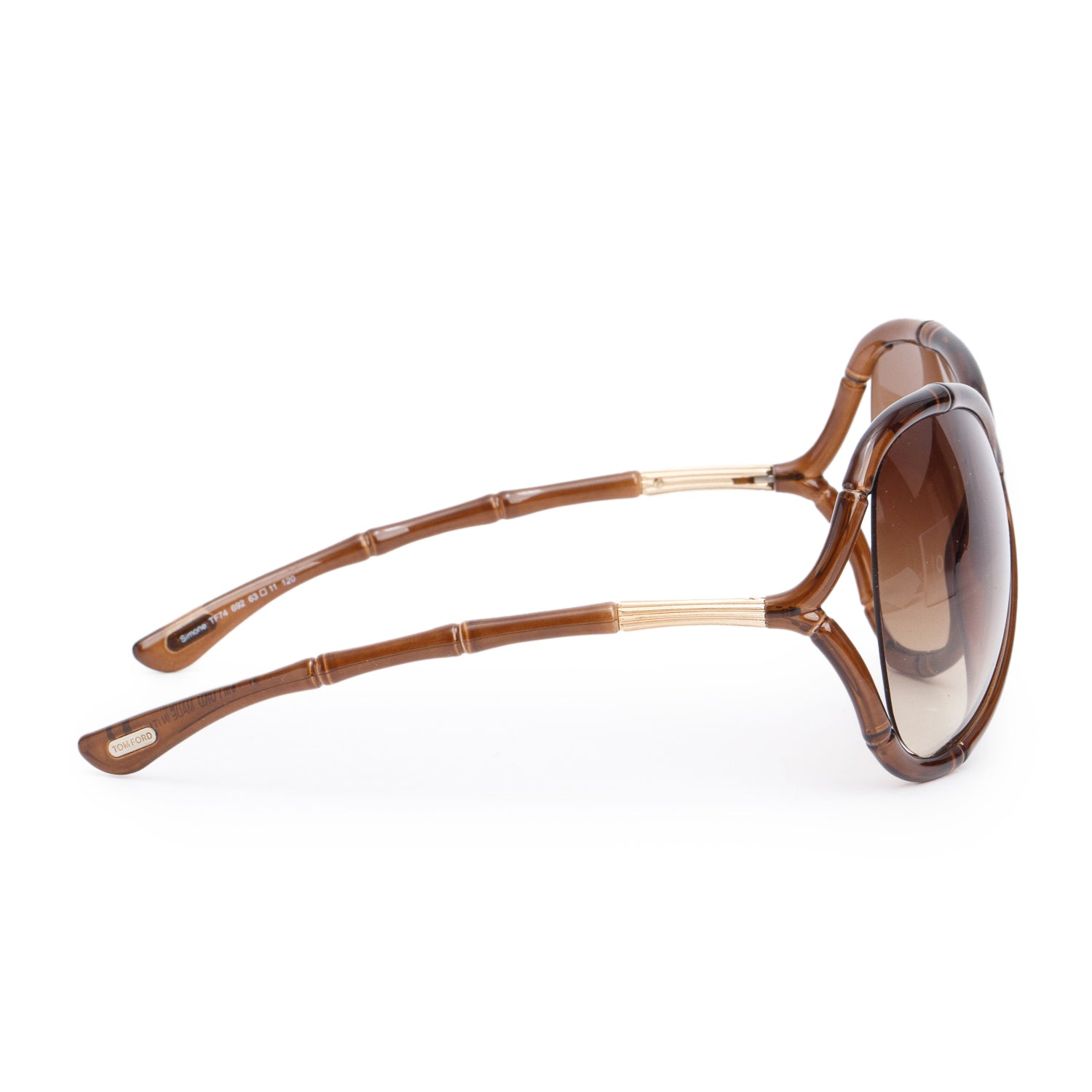 Tom Ford TF74 Brown Acetate Simone Bamboo Oversized Sunglasses w/ Case