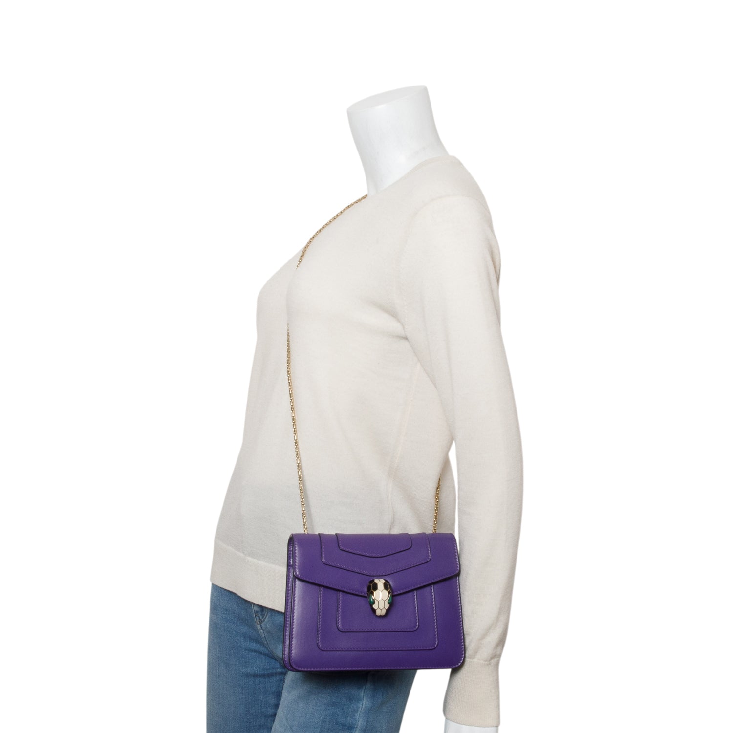 Bulgari Purple Calfskin Serpenti Forever Crossbody Bag