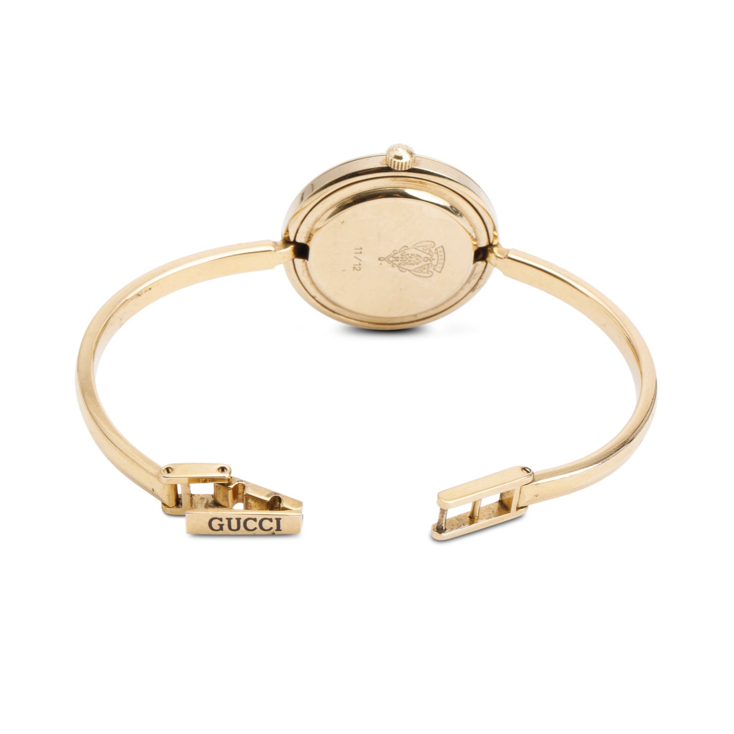Gucci Gold Plated Stainless Steel 1100 Series 26 MM Watch w/ Box & 16 Multicolour Interchangeable Bezels