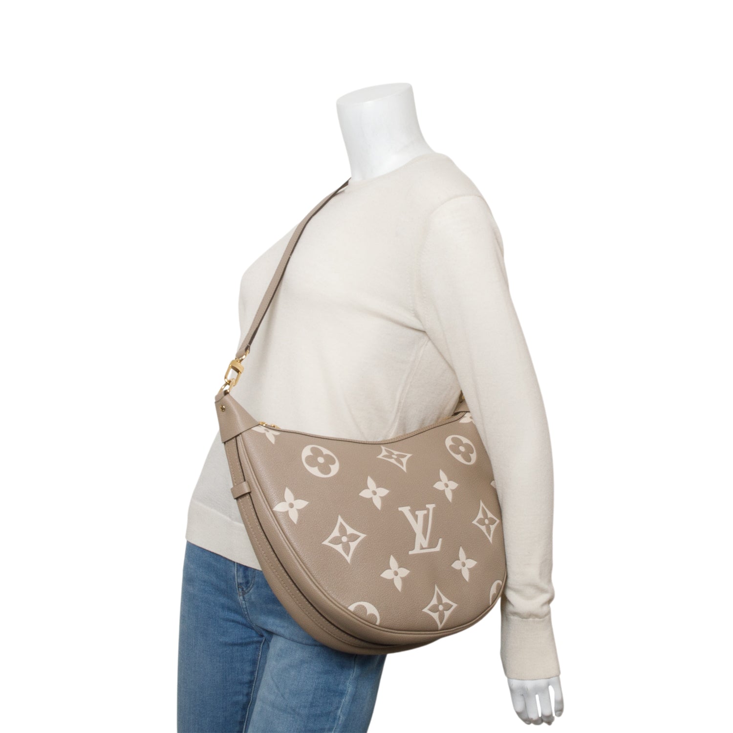 Louis Vuitton 2025 Beige Empreinte Monogram Giant Loop Hobo w/ Straps, Pouch & Receipt