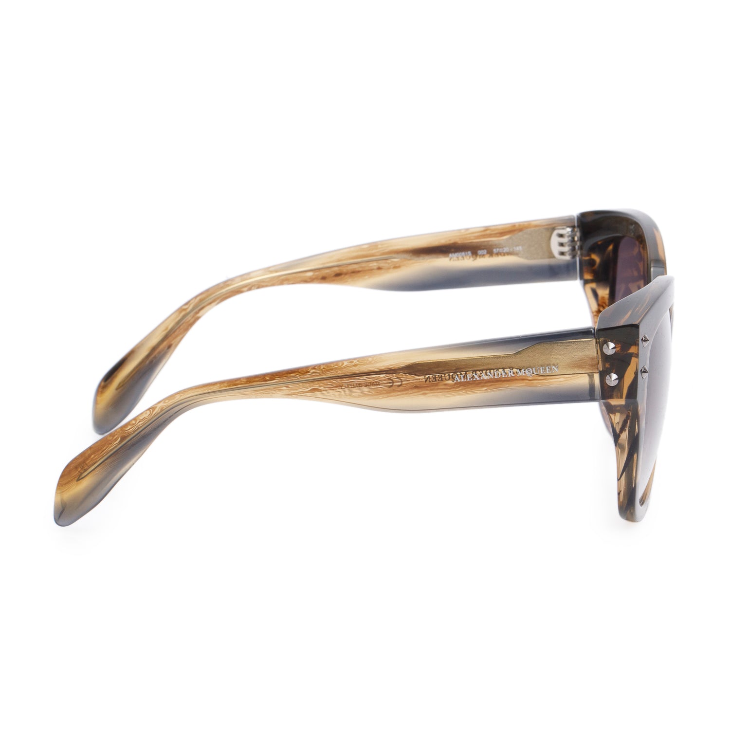 Alexander McQueen AM0051S Brown Gradient Acetate Square Sunglasses w/ Box & Case