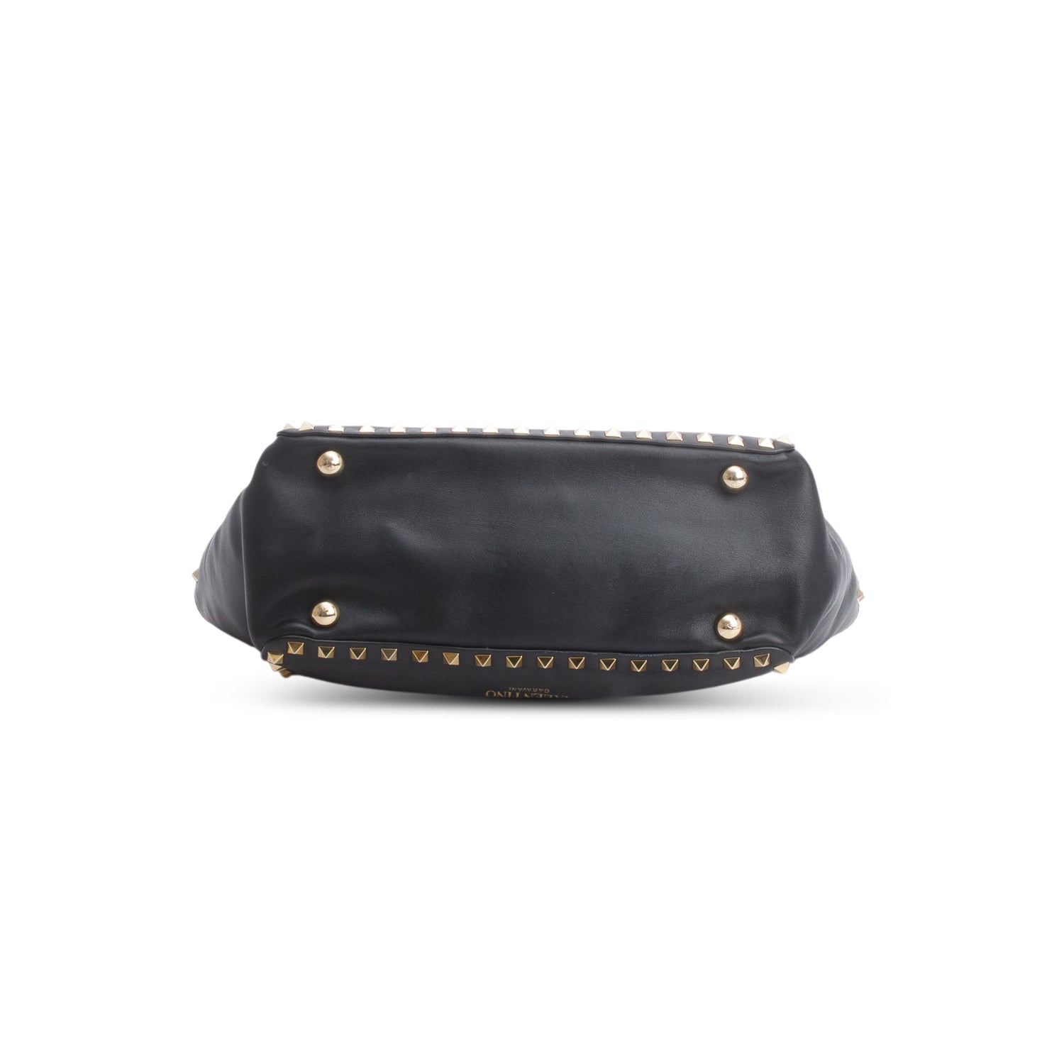 Valentino Black Calfskin Leather Small Rockstud Tote Bag w/ Strap