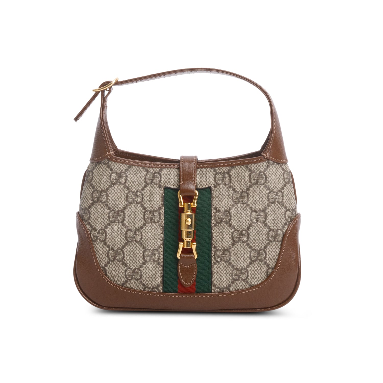 Gucci GG Supreme Monogram Azalea Calfskin Web Mini Jackie 1961 Hobo w/ Strap
