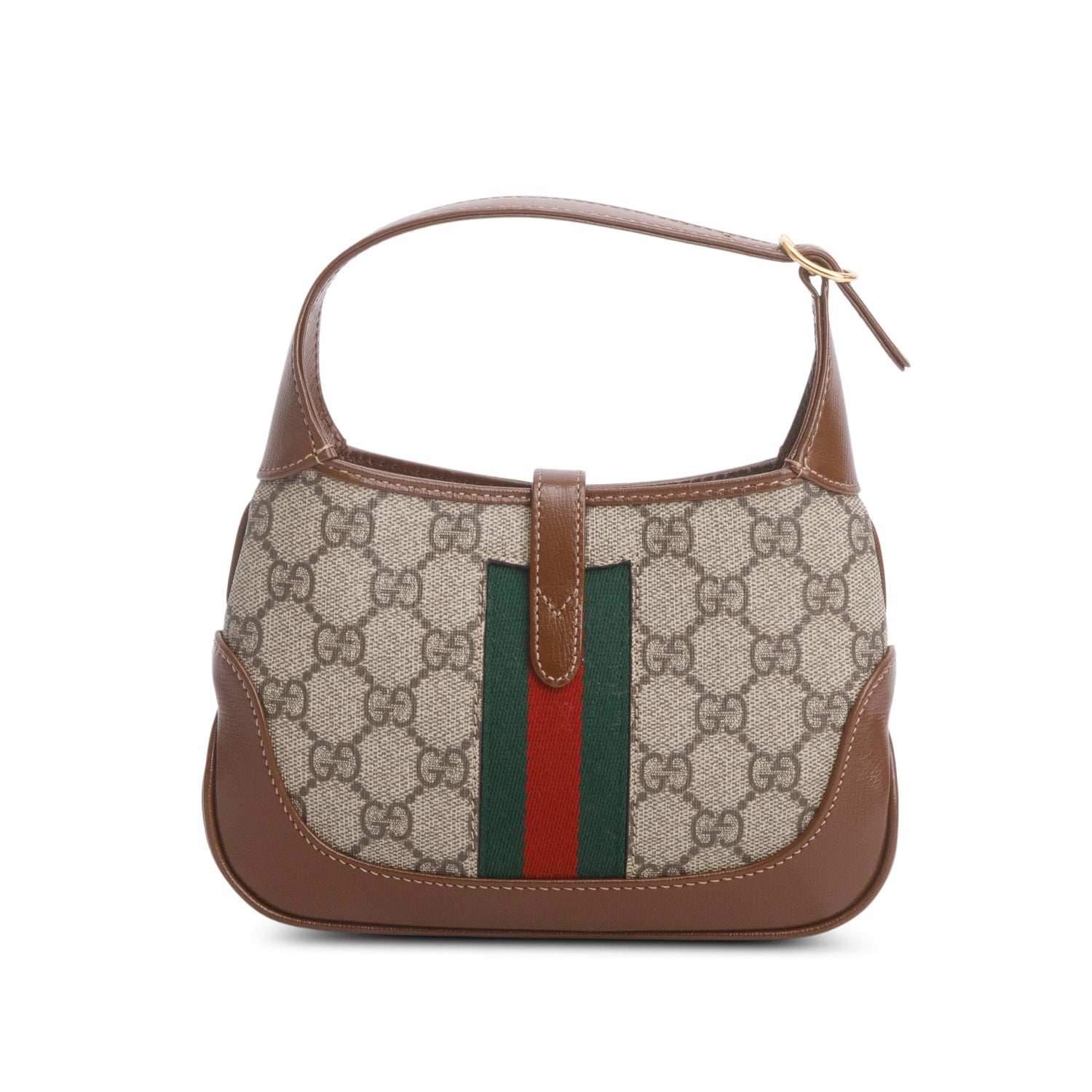 Gucci GG Supreme Monogram Azalea Calfskin Web Mini Jackie 1961 Hobo w/ Strap