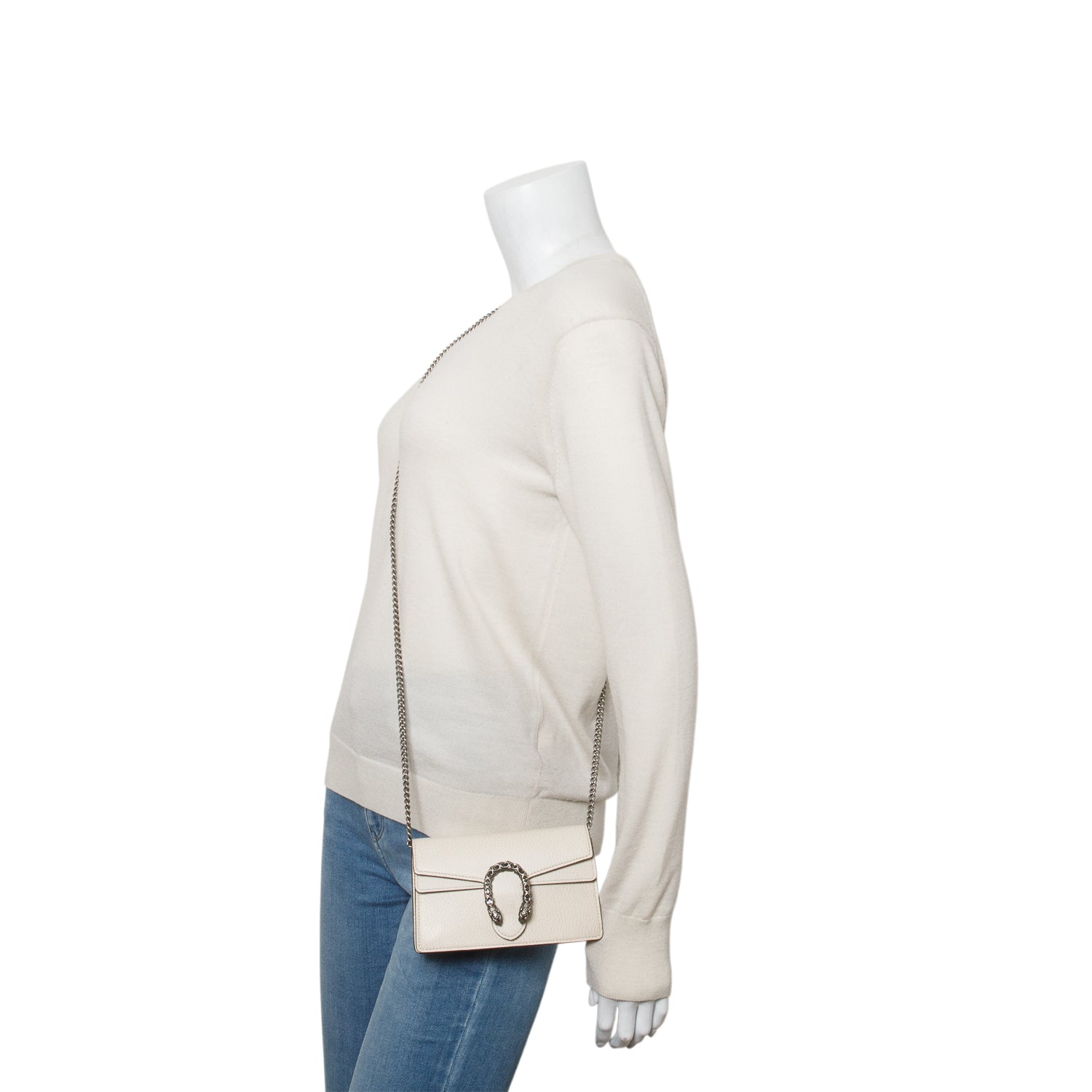 Gucci Cream Calfskin Leather Super Mini Dionysus Bag