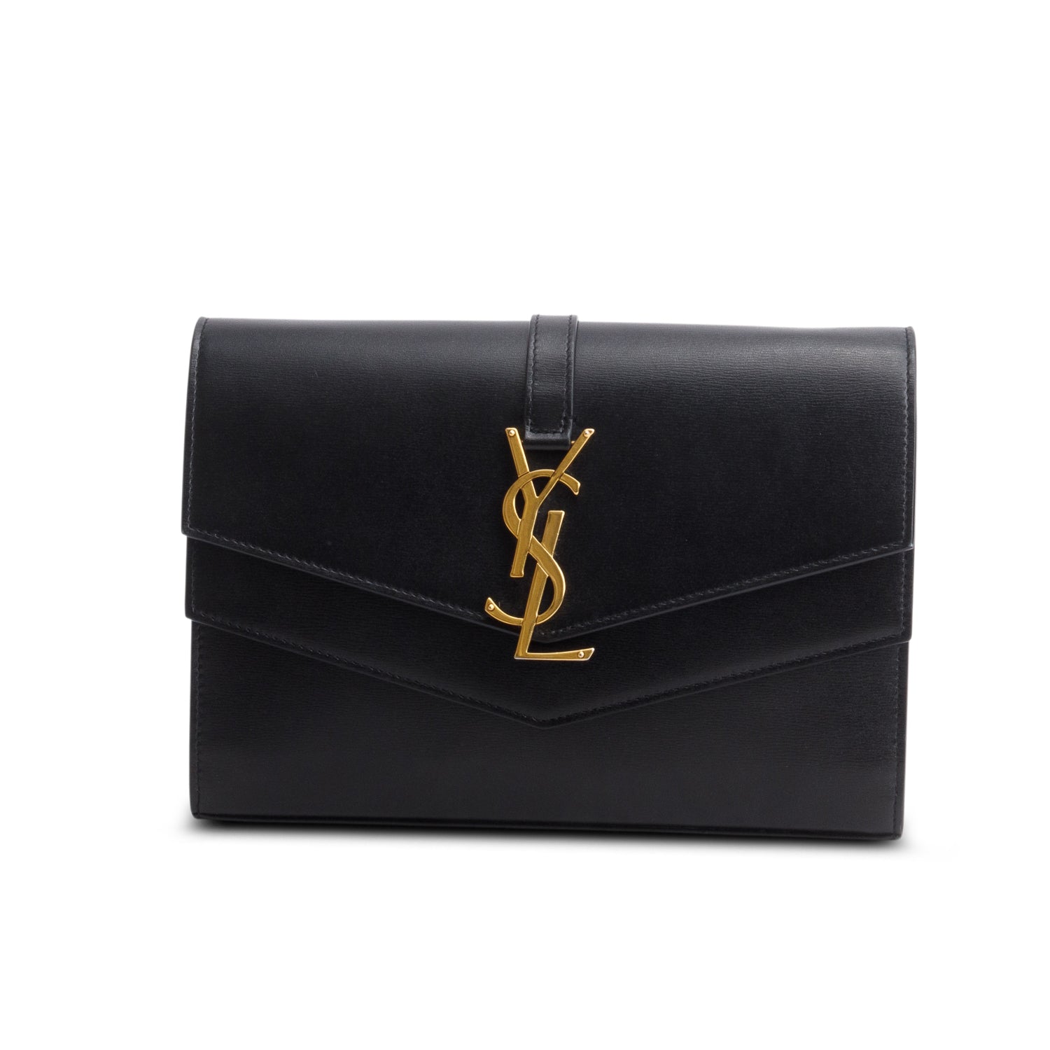 Saint Laurent Black Sulpice Leather Chain Wallet w/ Box