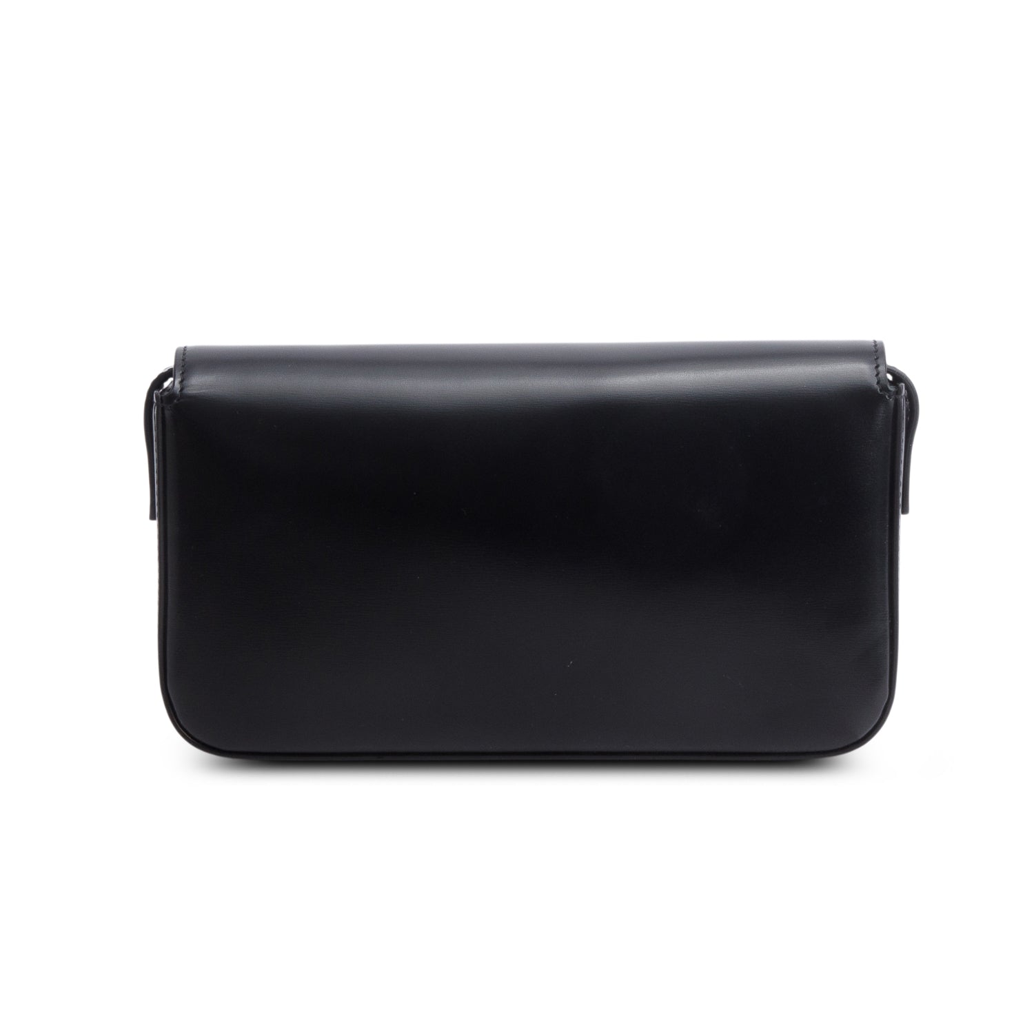 Celine 2022 Black Shiny Calfskin Triomphe Claude Shoulder Bag
