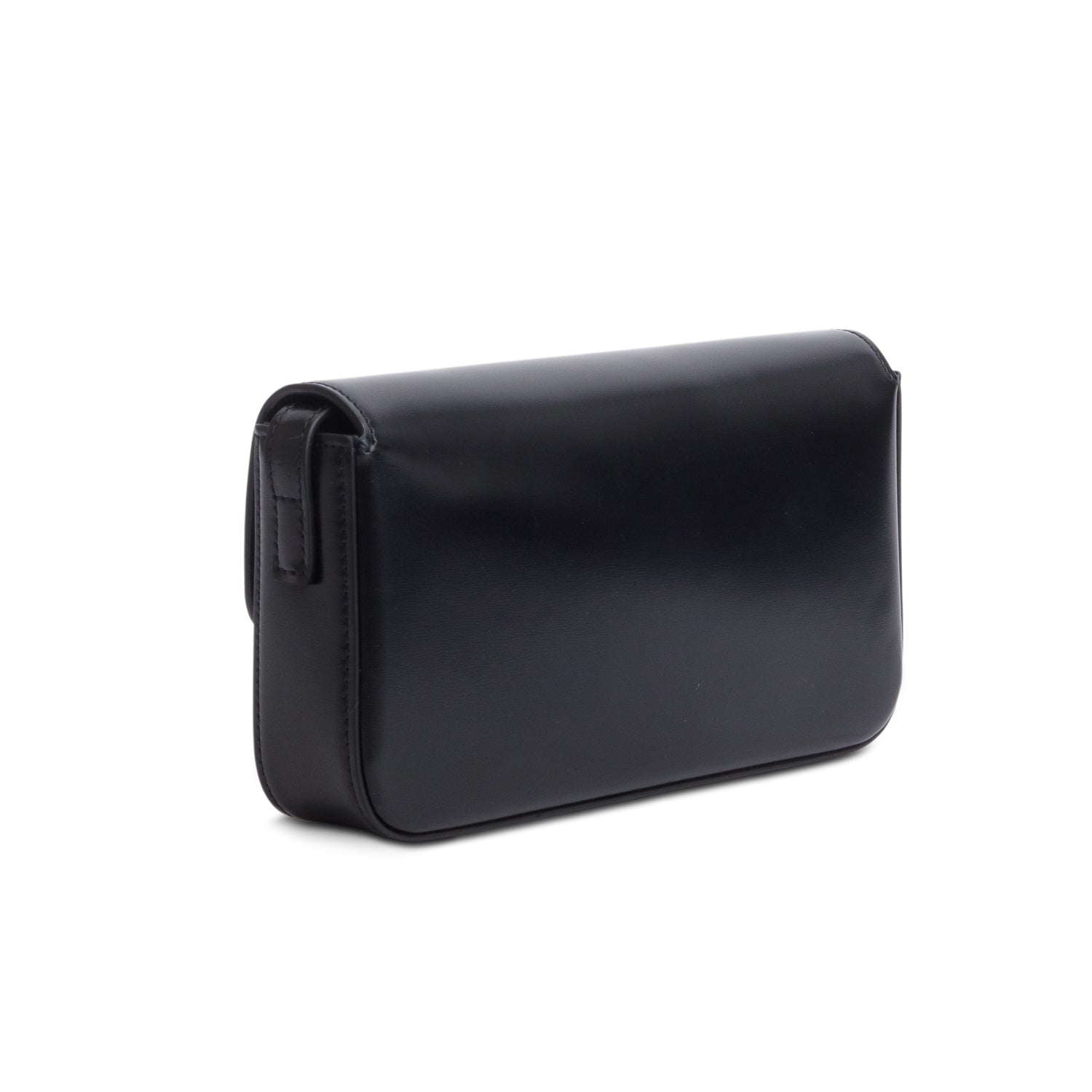 Celine 2022 Black Shiny Calfskin Triomphe Claude Shoulder Bag