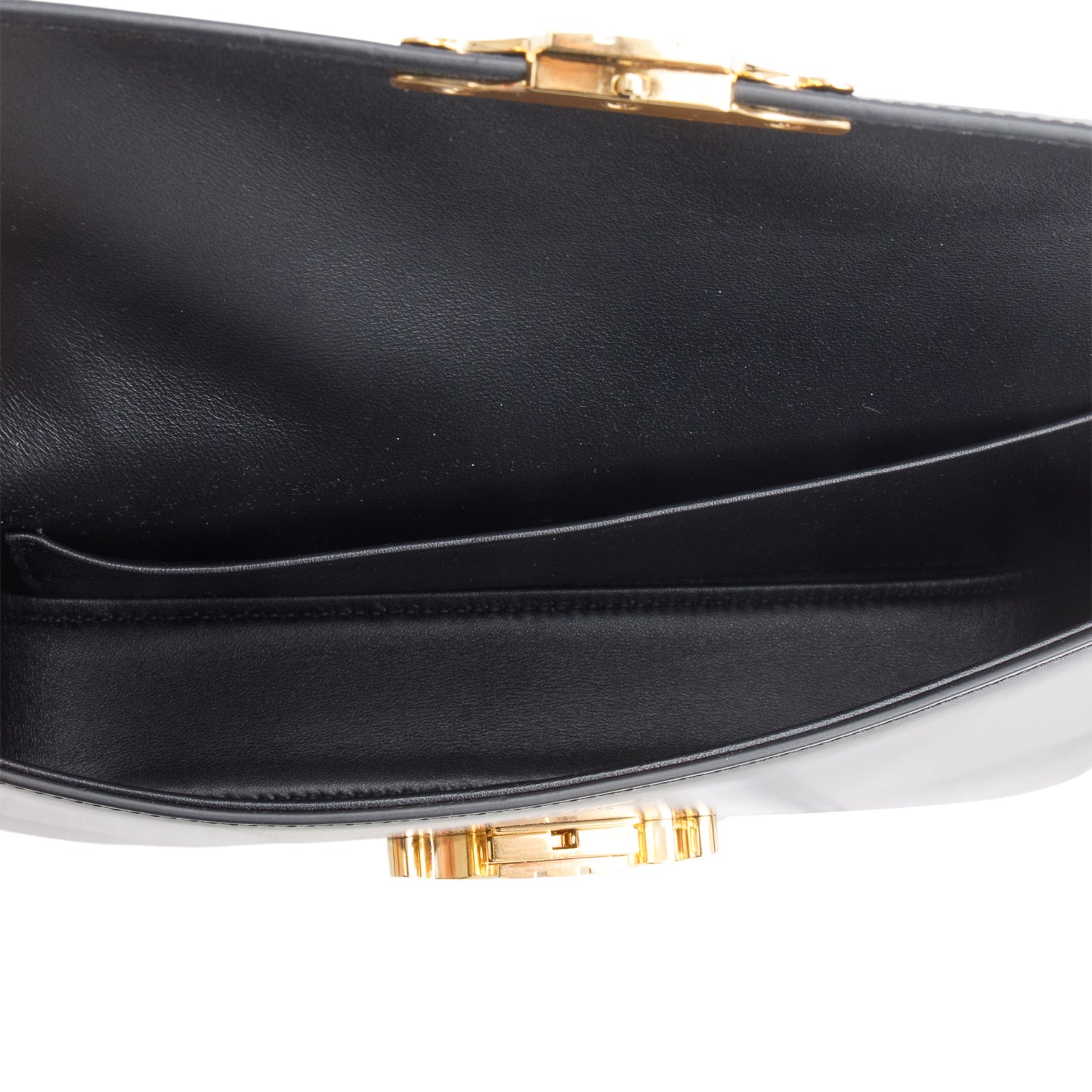 Celine 2022 Black Shiny Calfskin Triomphe Claude Shoulder Bag