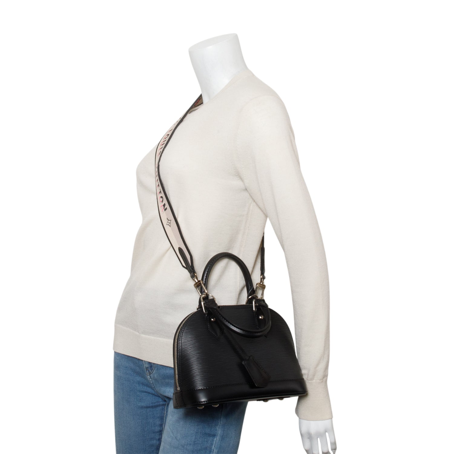 Louis Vuitton Black Epi Leather Alma BB w/ Strap