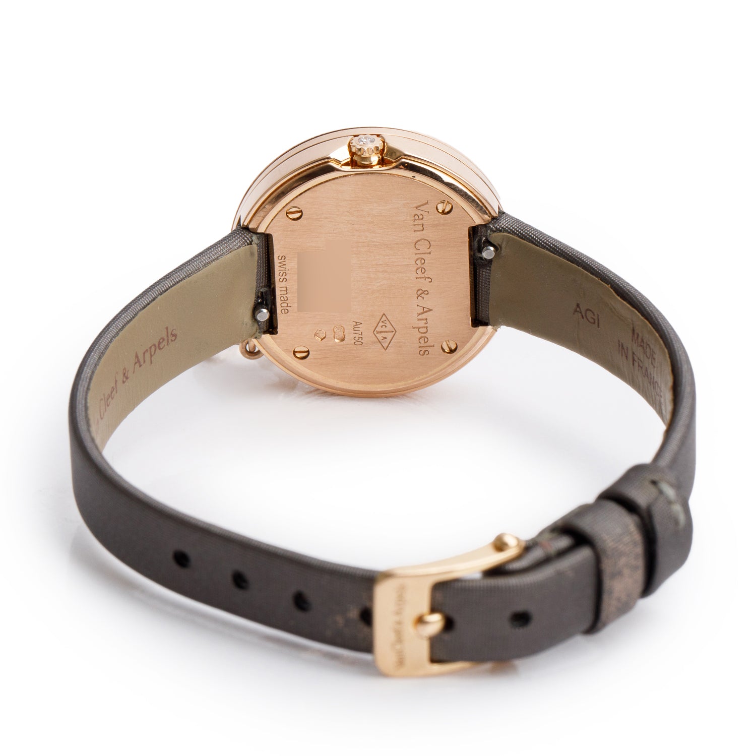 Van Cleef & Arpels 18k Rose Gold Diamond Charms 26 MM Quartz Watch w/ Box