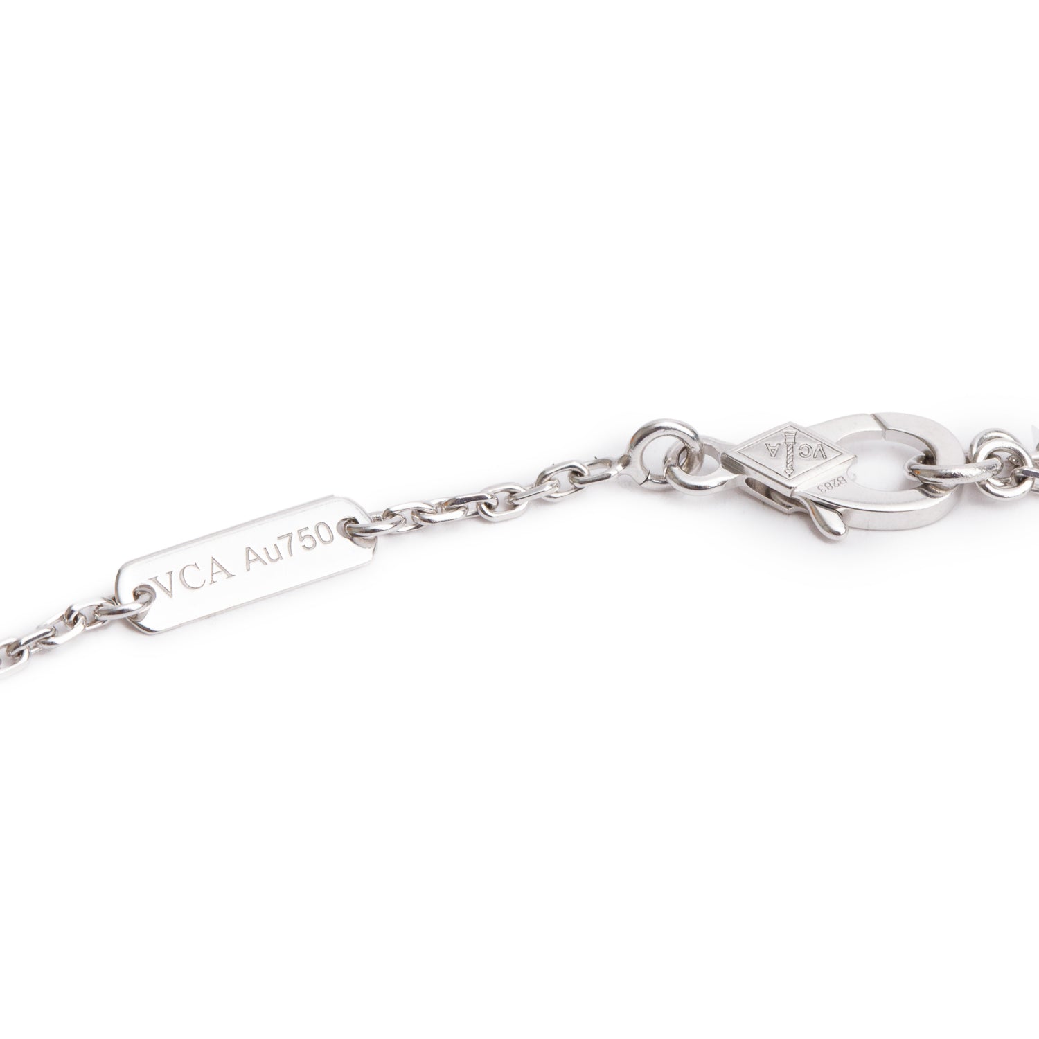 Van Cleef & Arpels 18k White Gold Diamond Vintage Alhambra Pendant Necklace w/ Papers