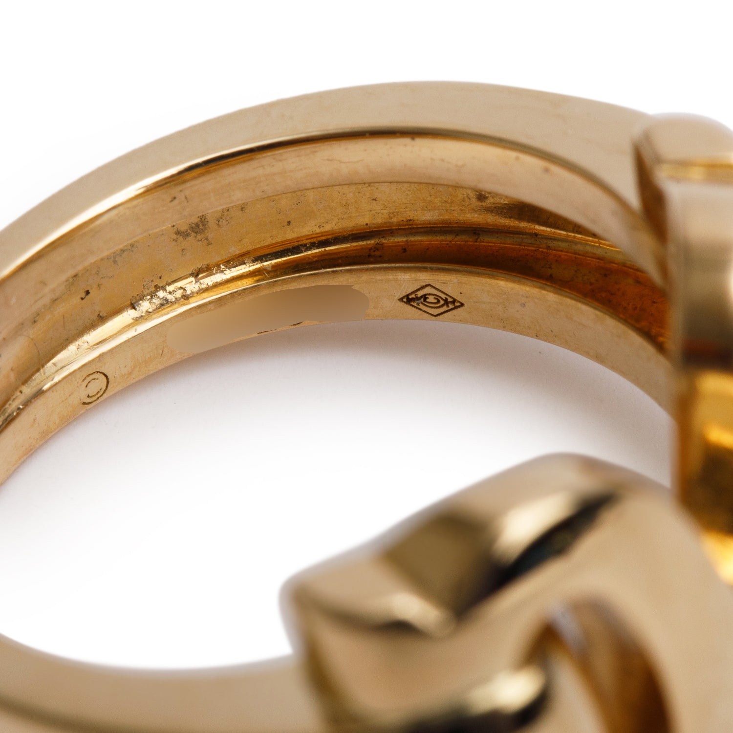 Cartier 18k Yellow Gold Double C Decor Ring, Size 52 6.75