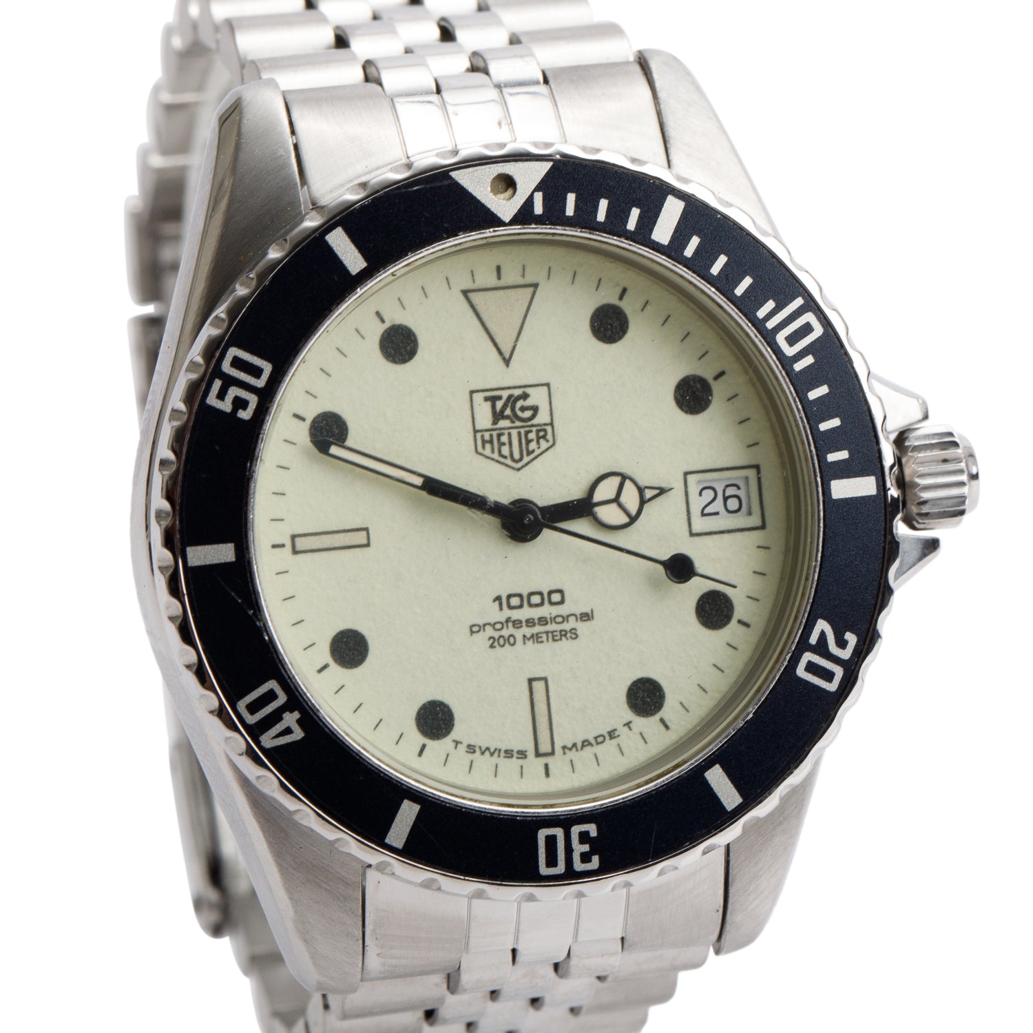 Tag Heuer Stainless Steel Professional 1000 Night Diver 37 MM Quartz Watch Green Luminous Dial 980.113N