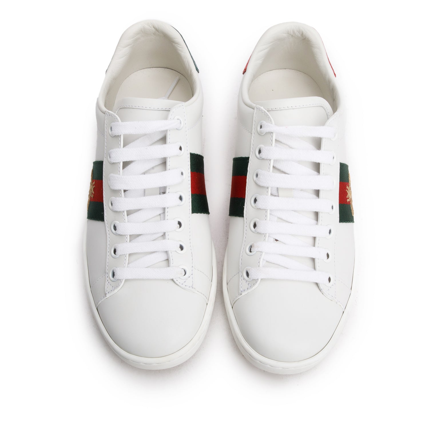 Gucci White Leather Embroidered Web Bee Ace Sneakers, Women's Size 36 w/ Box
