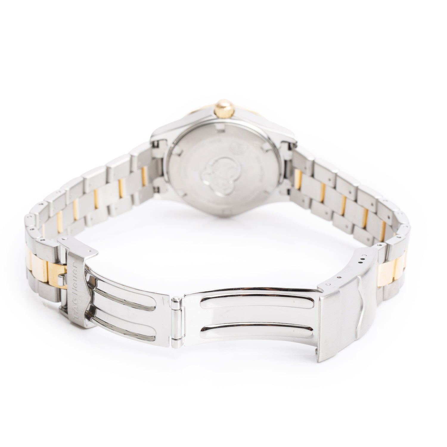 Tag Heuer Stainless Steel & Yellow Gold Plated Diamond Bezel Aquaracer 27 MM Quartz Watch Diamond Mother of Pearl Dial WAF1450