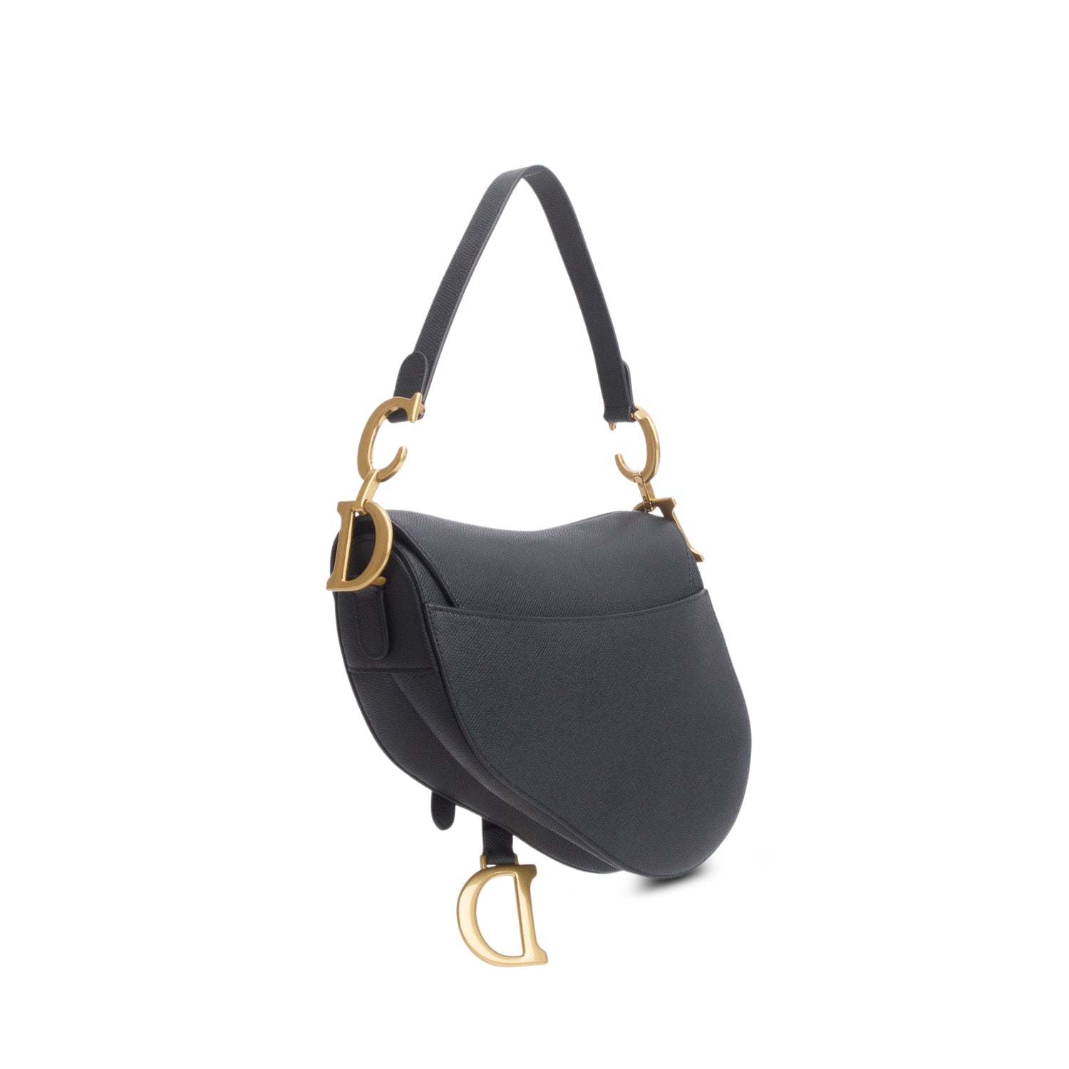 Christian Dior 2022 Black Grained Calfskin Saddle Bag w/ Strap