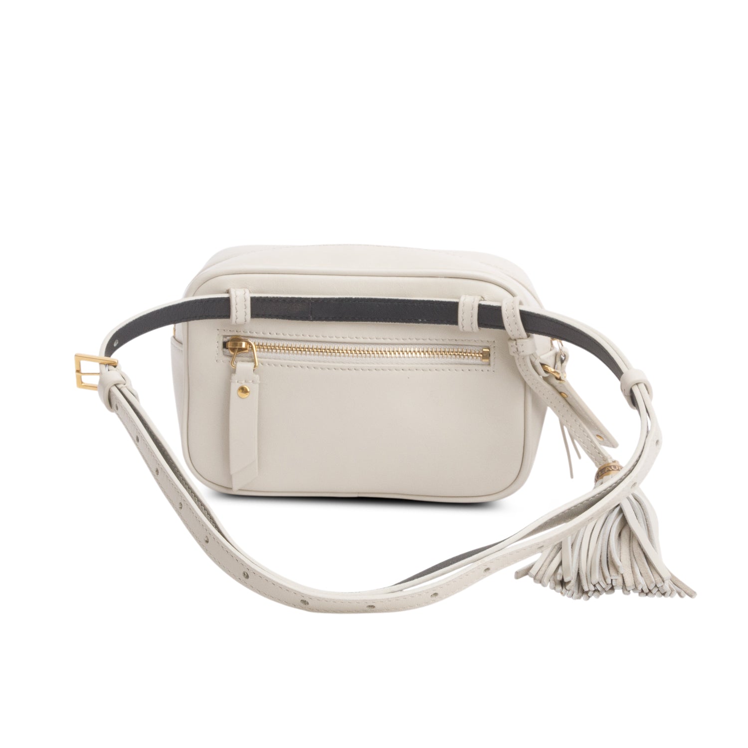 Saint Laurent Cream Calfskin Matelasse Monogram Lou Belt Bag