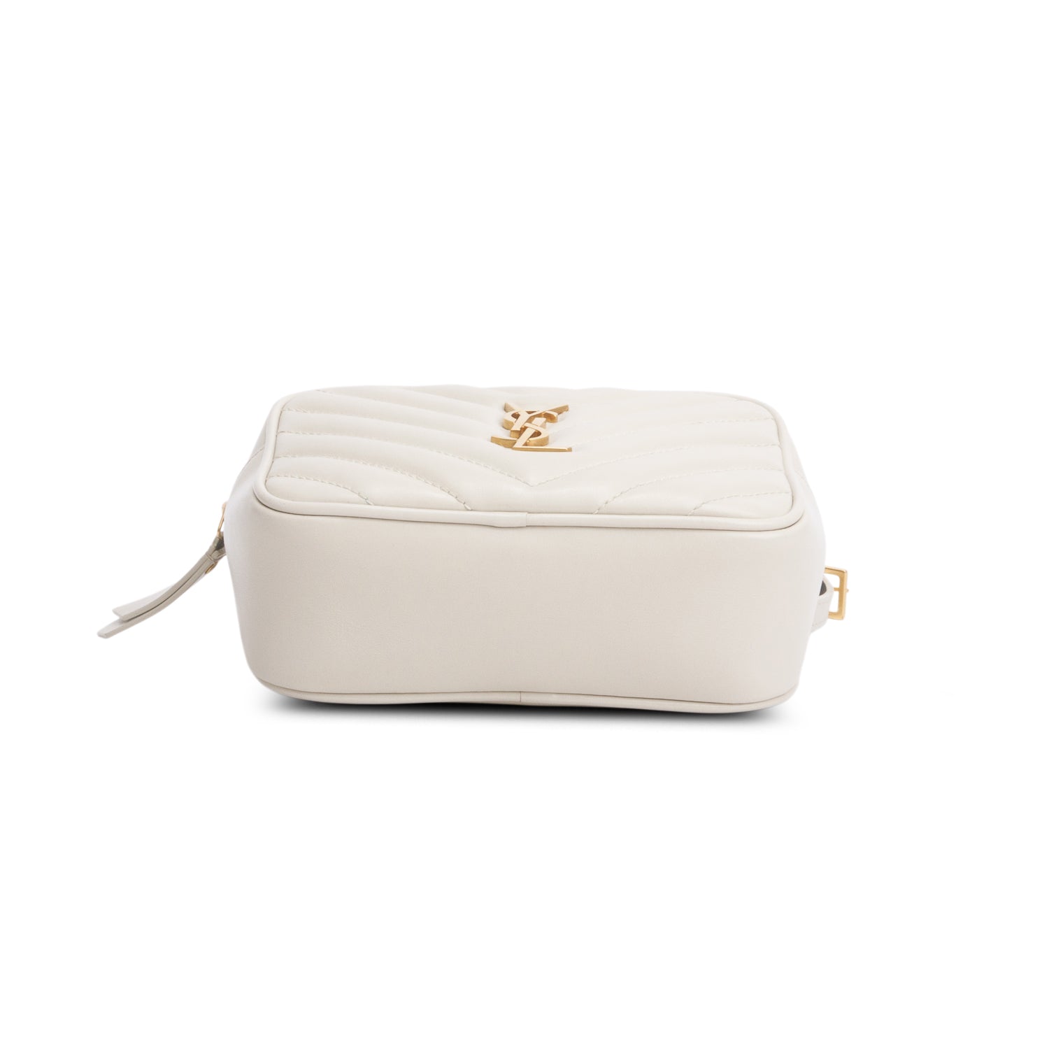 Saint Laurent Cream Calfskin Matelasse Monogram Lou Belt Bag
