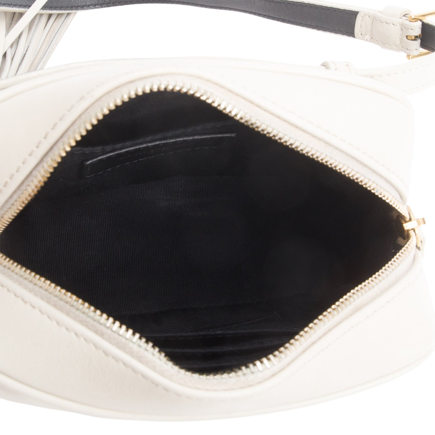 Saint Laurent Cream Calfskin Matelasse Monogram Lou Belt Bag
