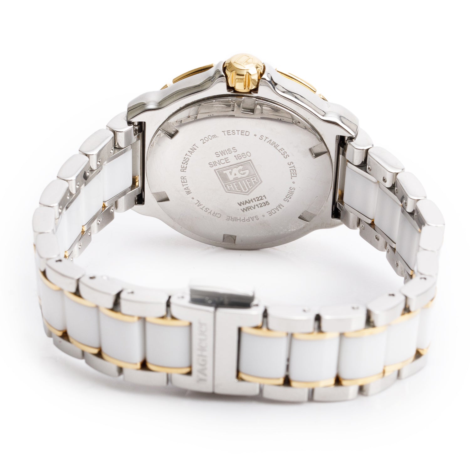 Tag Heuer Stainless Steel & White Ceramic Diamond Bezel Formula 1 37 MM Quartz Watch Diamond White Dial WAH1221