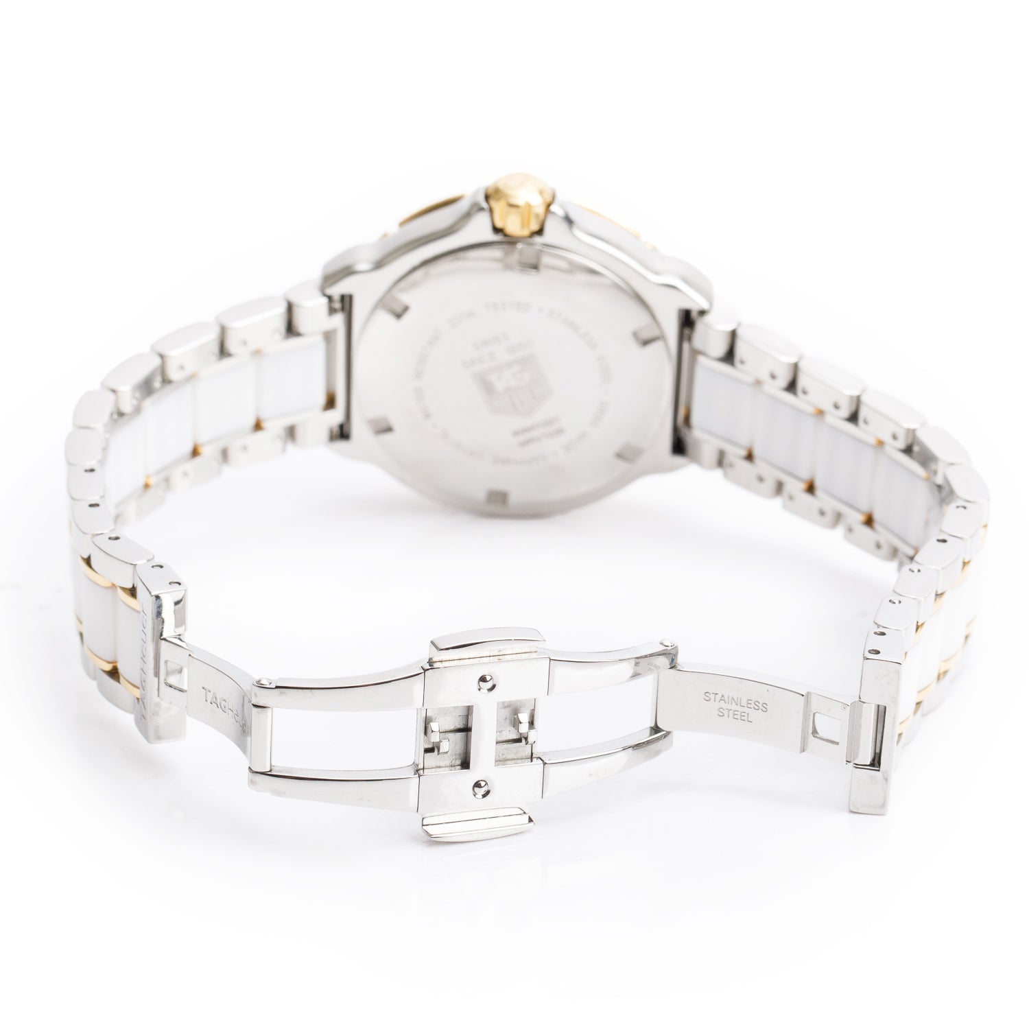 Tag Heuer Stainless Steel & White Ceramic Diamond Bezel Formula 1 37 MM Quartz Watch Diamond White Dial WAH1221