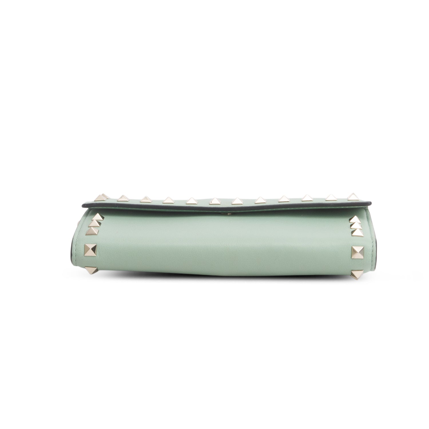 Valentino Green Calfskin Rockstud Wristlet Travel Wallet w/ Box